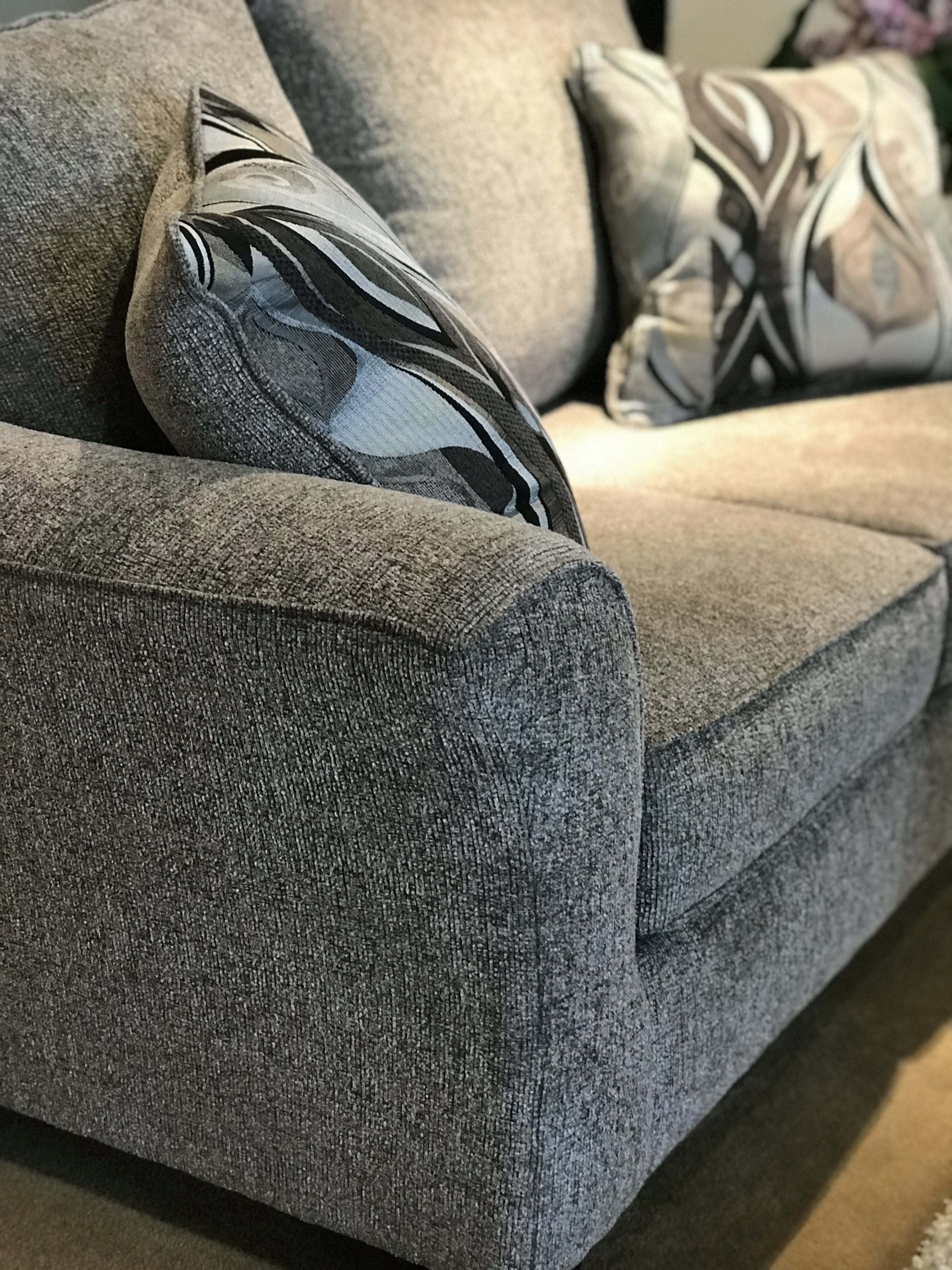 Camero Platinum Fabric Pillowback Loveseat - Comfortable Two-Seater Sofa for Living Room, Lounge & Small Spaces - Perfect for Relaxing, Reading & Entertaining Guests