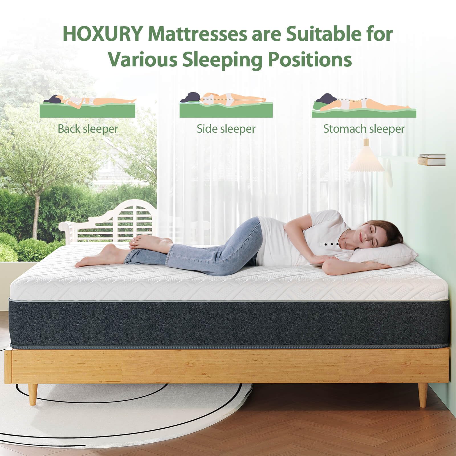 10 Inch Full Size Green Tea Memory Foam Mattress in a Box - Medium Firm Support for Back Pain Relief & Pressure Relief - Perfect for Guest Rooms, Dorms & Small Bedrooms