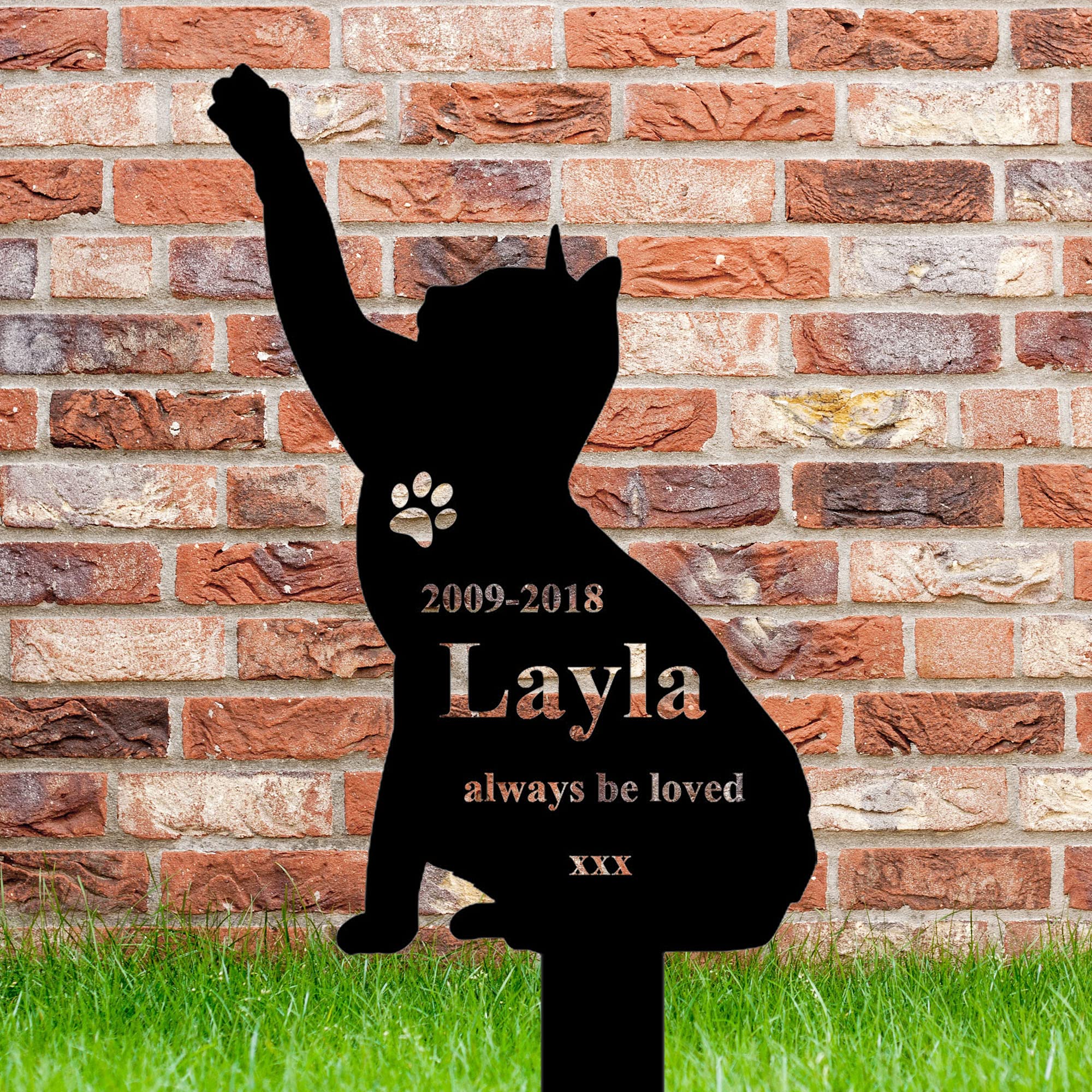 Personalized Cat Memorial Grave Stake - 18 Inch Outdoor Pet Grave Marker with Custom Engraving, Heartfelt Cat Loss Gift for Garden, Cemetery, or Backyard Memorial
