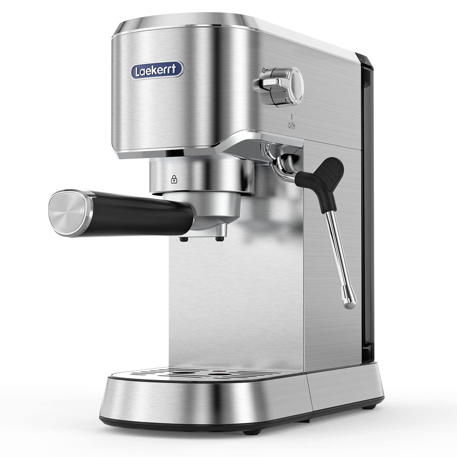 Laekerrt 20 Bar Espresso Machine with Milk Frother - Professional Stainless Steel Coffee Maker for Home Baristas - Perfect for Cappuccino, Latte & Espresso - Ideal Gift for Coffee Lovers & Men (Silver, 1350W) - Great for Home Kitchens, Offices & Coffee Shops