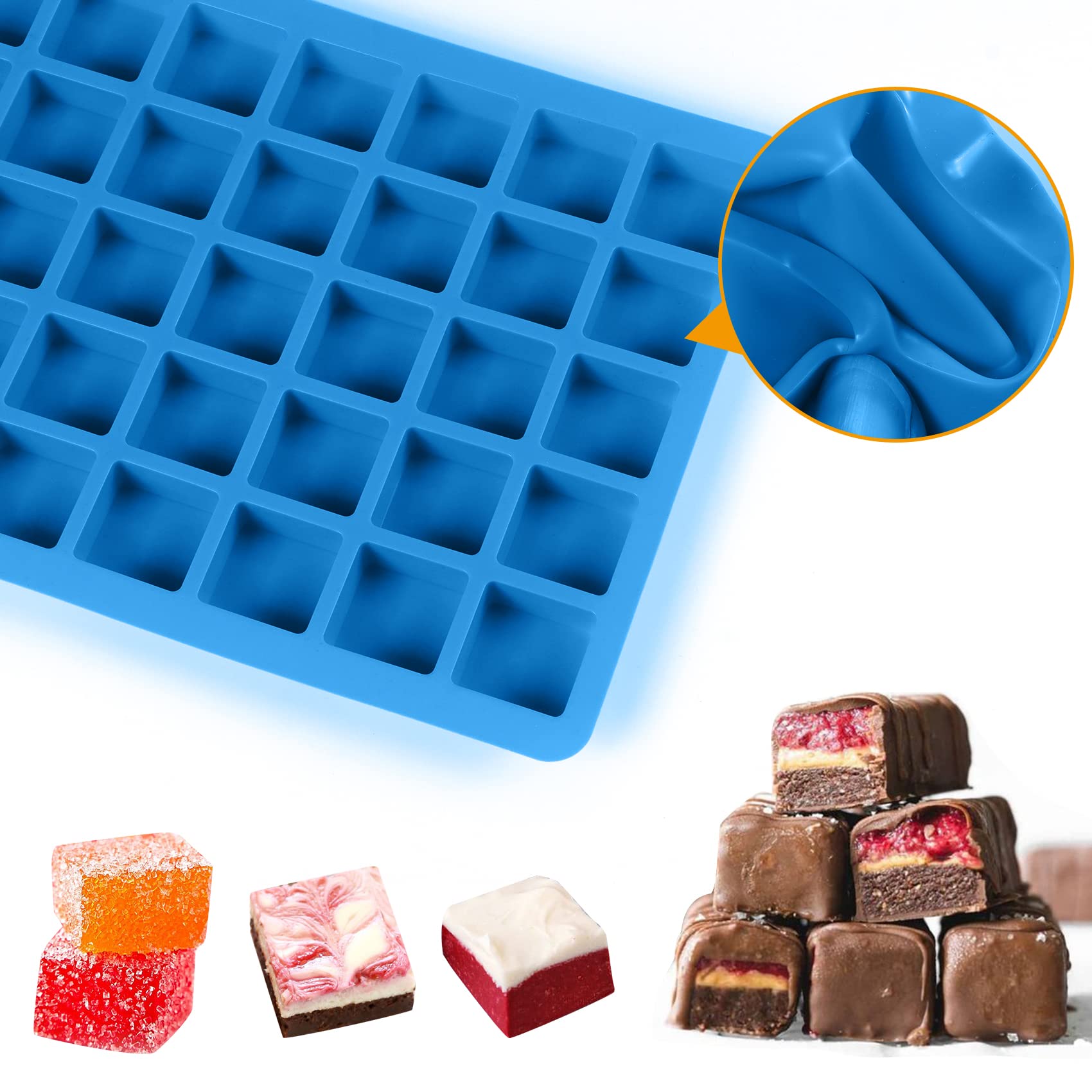 Sidosir 3Pcs Square Silicone Candy Mold - 40-Cavity Gummy Mold for Fat Bombs, Chocolate Truffles, Hard Candy & Ice Cubes | Perfect for Keto Treats, DIY Desserts & Party Favors
