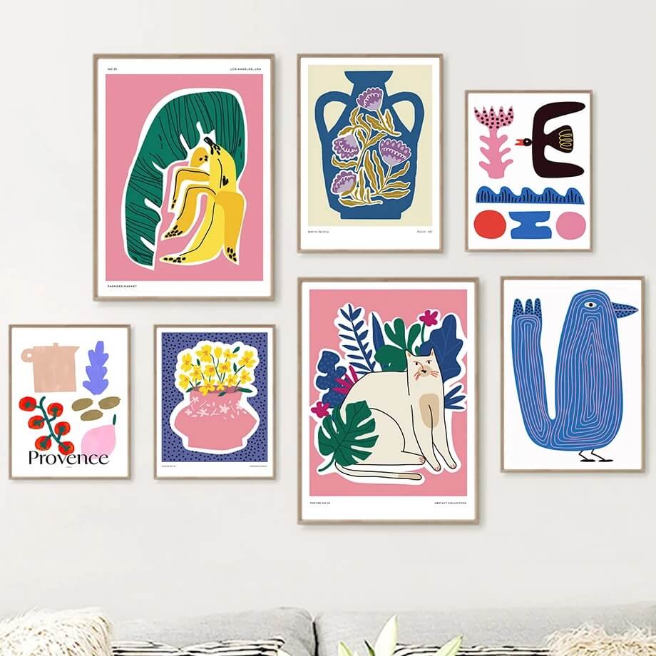 Southern France Collage Canvas Posters - Vintage French Countryside Wall Art for Living Room, Bedroom & Office Decor
