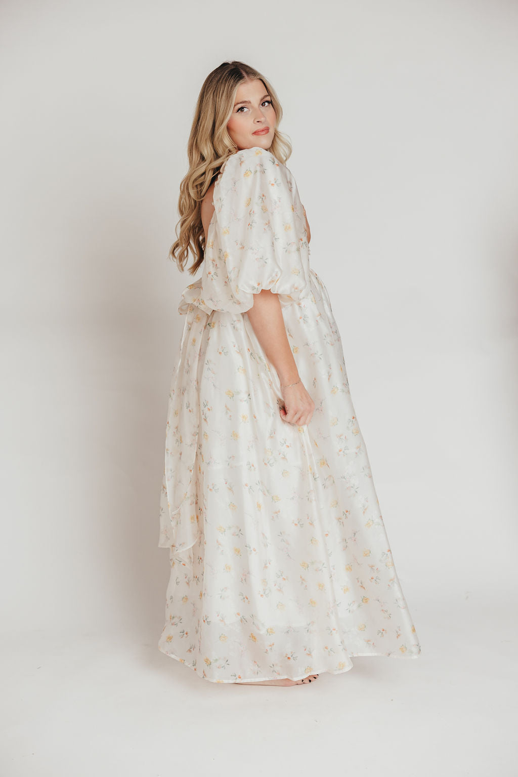 Melody Maxi Dress with Pleats & Bow Detail - Yellow Rose Floral Print | Bump Friendly Maternity Dress | Inclusive Sizing S-3XL | Perfect for Weddings, Baby Showers & Summer Vacations