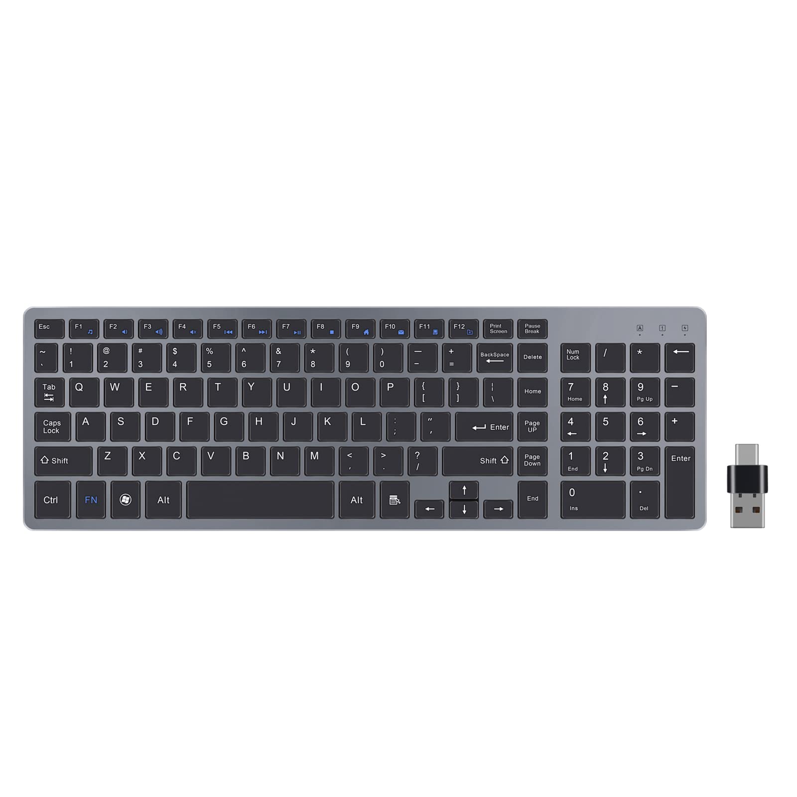 Linwinco 2.4G Wireless Rechargeable Keyboard for PC/Laptop/Desktop/Surface, Compatible with Windows 10/8/7, Ideal for Home Office, Gaming, and Remote Work