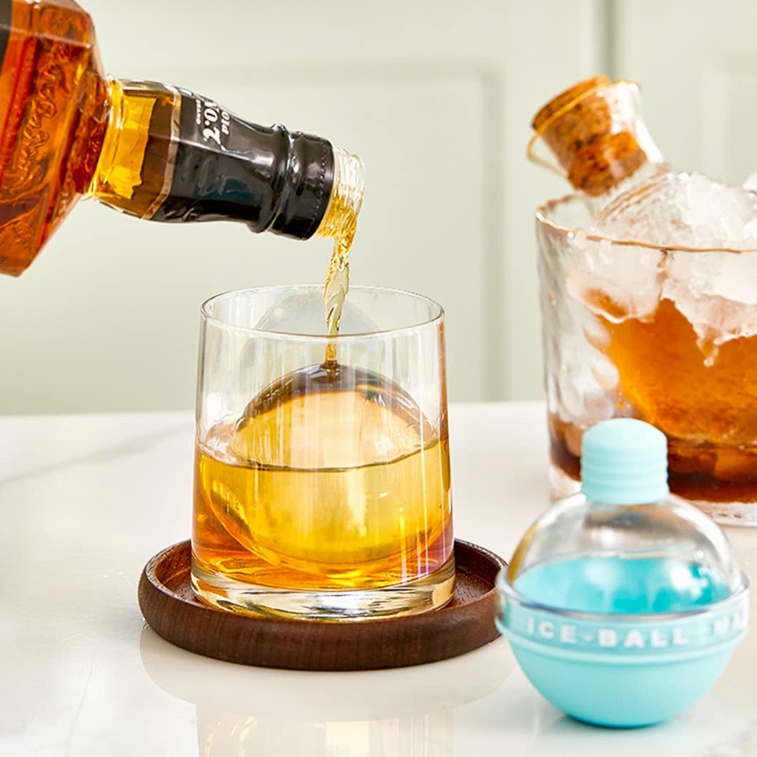Rolin Roly 4Pcs Silicone Ice Ball Molds - 2.5 Inch Reusable Sphere Ice Maker with Lids for Whiskey, Cocktails, Beer, Coffee & Juice - Perfect for Home Bars, Parties & Chilling Drinks