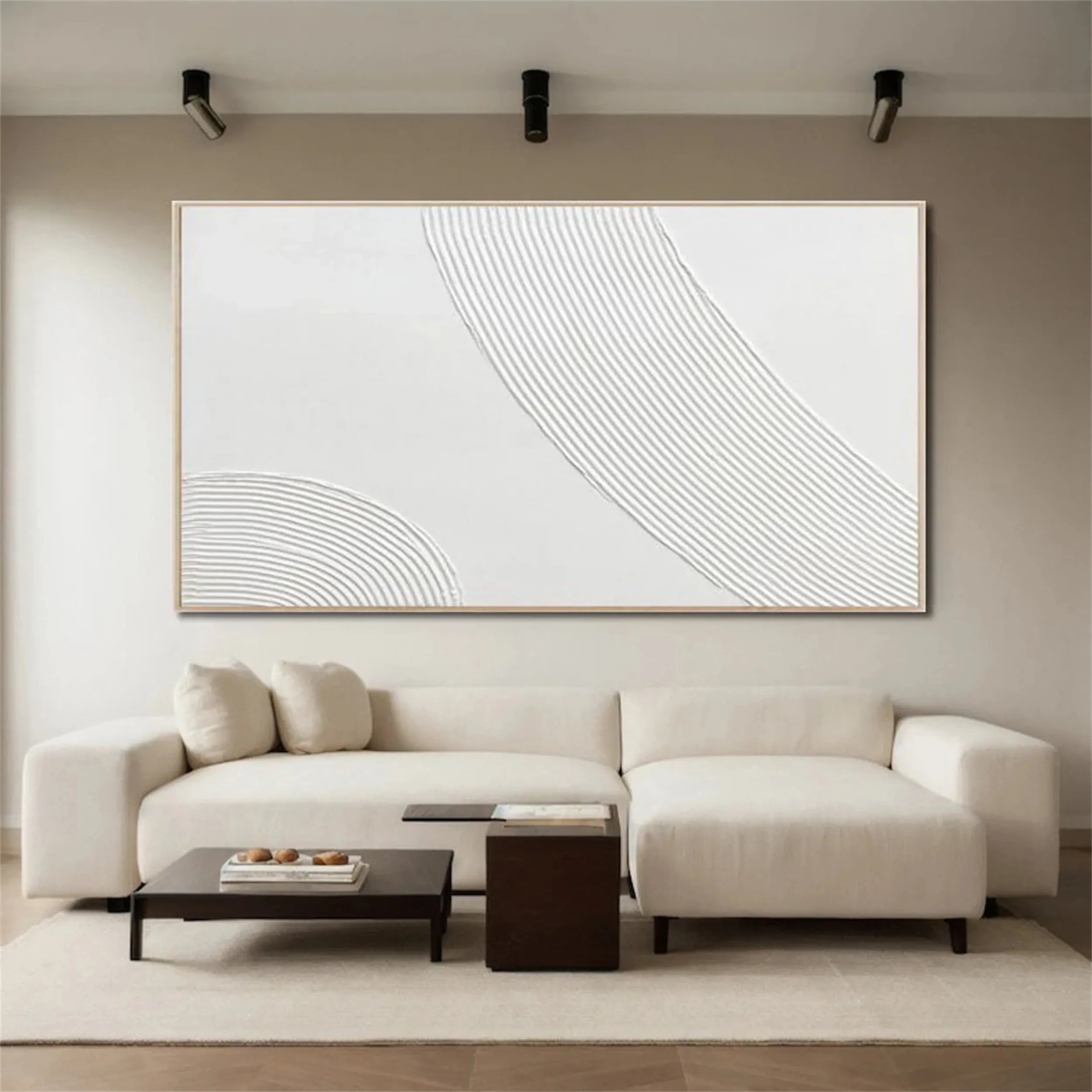 White Minimalist Textured Painting Canvas #MM204 - Premium Abstract Wall Art for Modern Home & Office Decor
