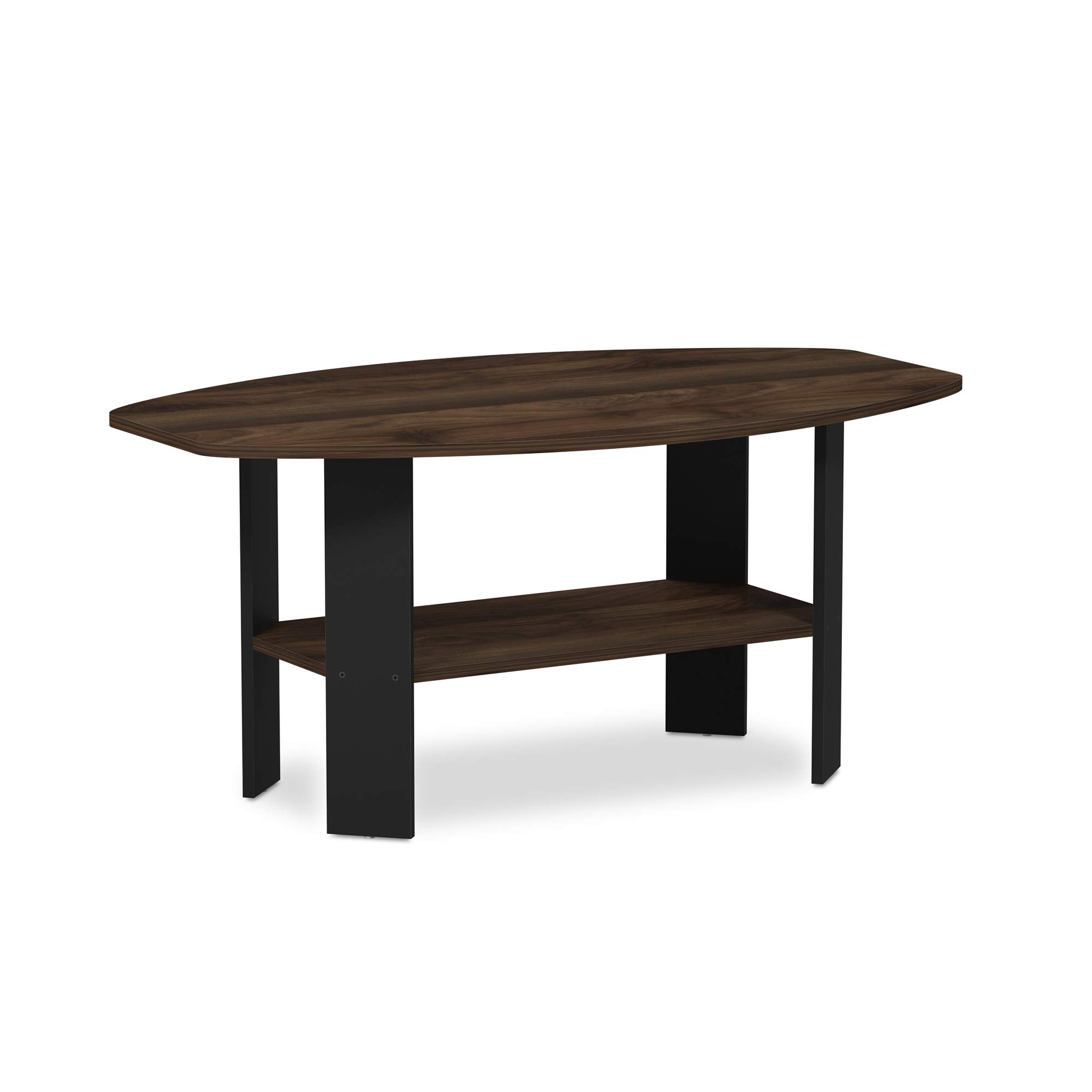 Furinno Simple Design Coffee Table - Modern Columbia Walnut & Black Finish End Table for Living Room, Bedroom, Office - Perfect for Small Spaces & Home Decor