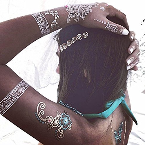 Premium Henna Tattoo Stencil Kit for Hands, Body, Fingers & Face | Temporary Mehndi Art Designs for Women, Girls & Kids | NIV-382 Black Medium Size | Perfect for Parties, Weddings & Festive Celebrations