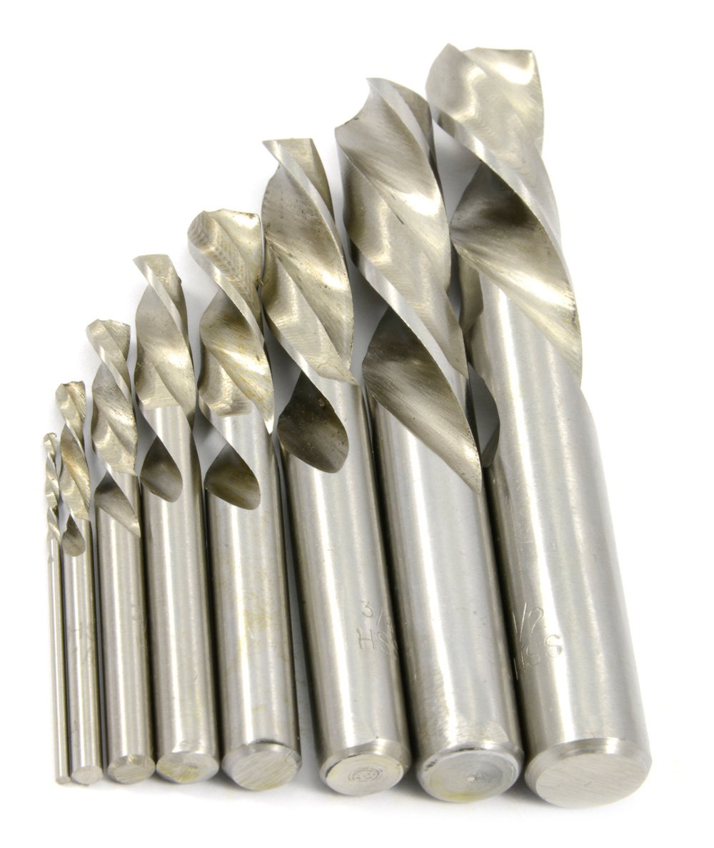 Forney 20511 8-Piece Industrial Pro Left Hand HSS Screw Machine Drill Bit Set - Stubby Length for Metal, Wood & Plastic Drilling | Perfect for Machinists, DIY & Professional Workshops