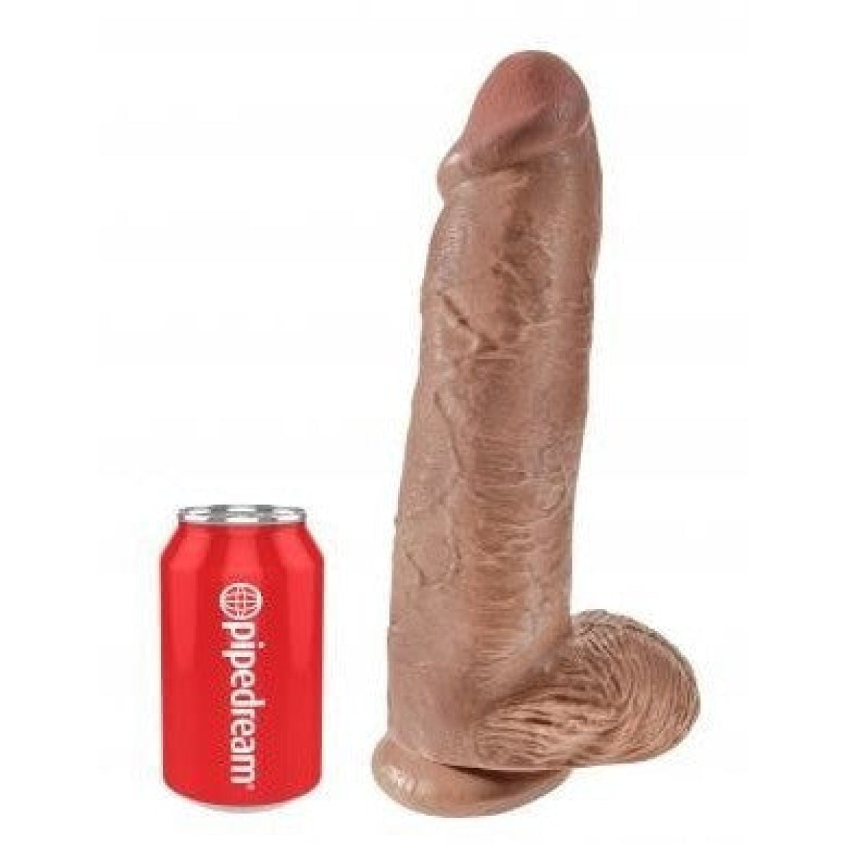 King Cock 12 Inch Realistic Dildo with Balls - Lifelike Tan Silicone Adult Toy for Men & Women - Perfect for Solo Play, Couples & BDSM Scenes