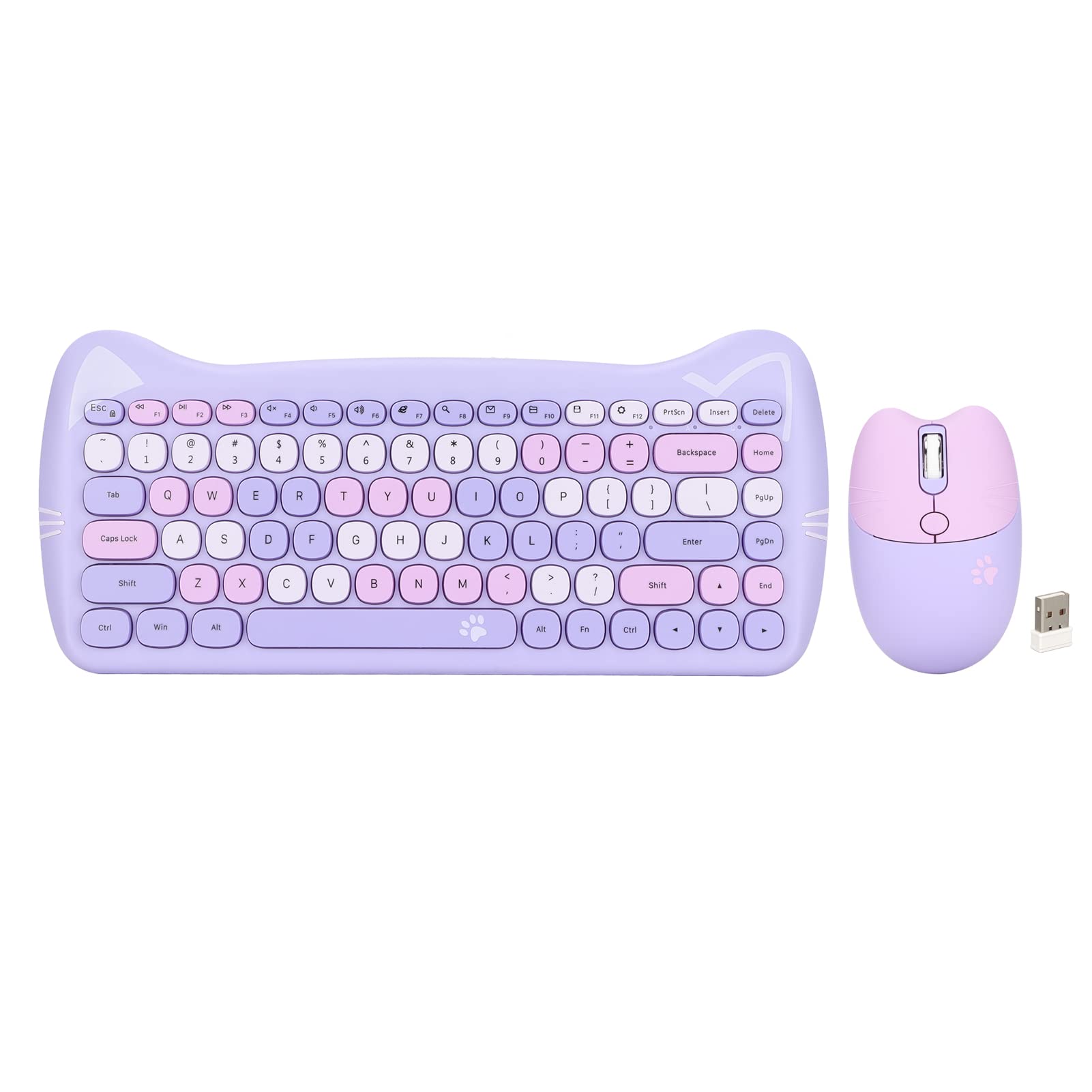 Wireless Mechanical Gaming Keyboard and Mouse Combo - 2.4G RGB Backlit Cat-Shaped Keyboard with Low Power Technology for PC, Laptop, Mac (Melange Color) | Perfect for Gaming, Office Work, and Home Use
