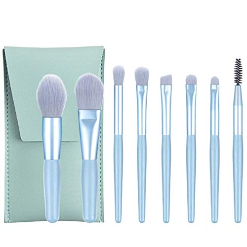 Premium 8Pcs Makeup Brush Set - Soft Eye Shadow & Foundation Brushes with Wooden Handle (Blue) - Perfect for Professional Makeup Artists & Home Beauty Routines