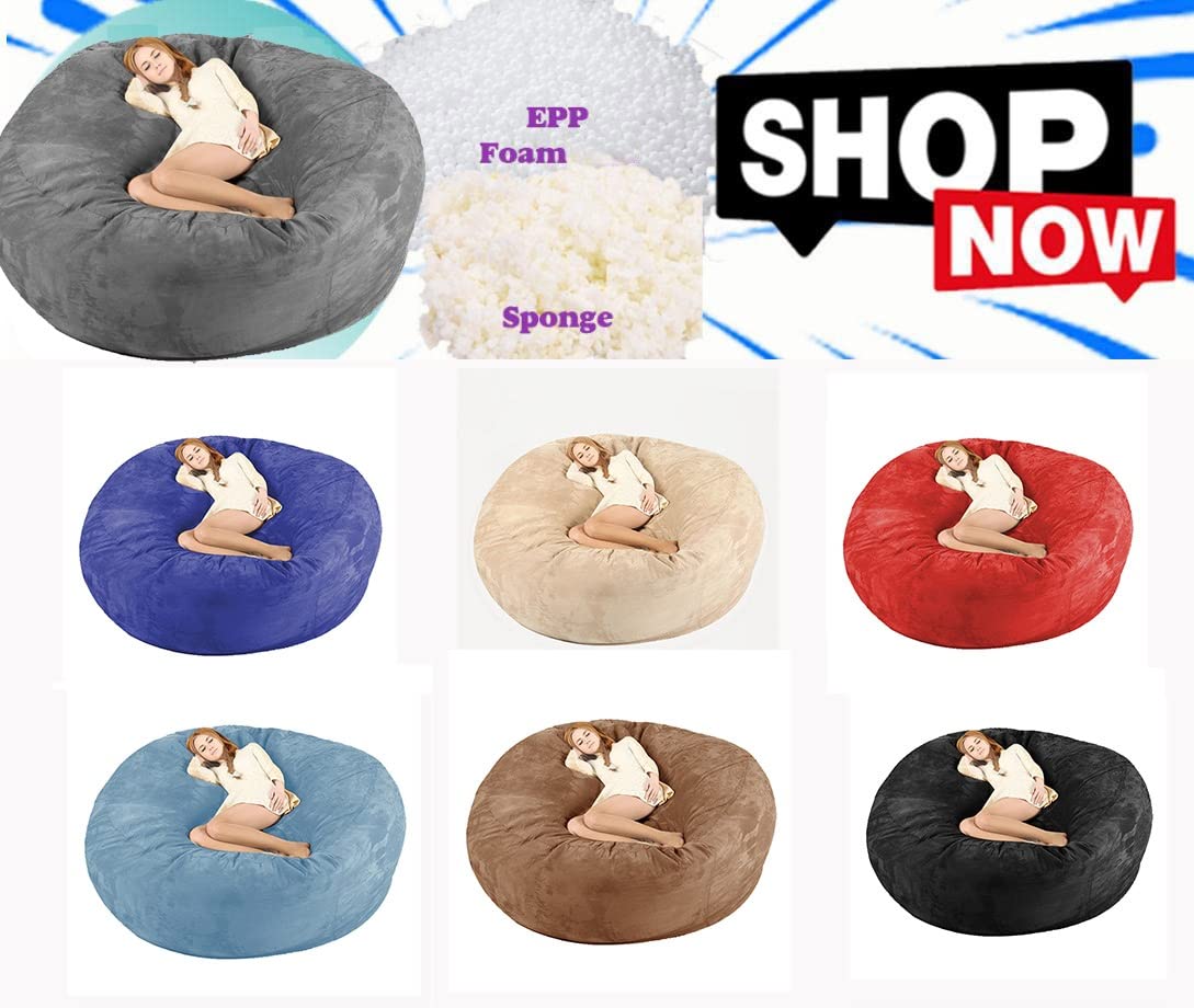 7ft Giant Bean Bag Chair for Adults - Luxurious Oversized Memory Foam Bean Bag Sofa, Dark Gray, Perfect for Organizing Kids' Plush Toys & Relaxing in Living Room, Bedroom or Game Room