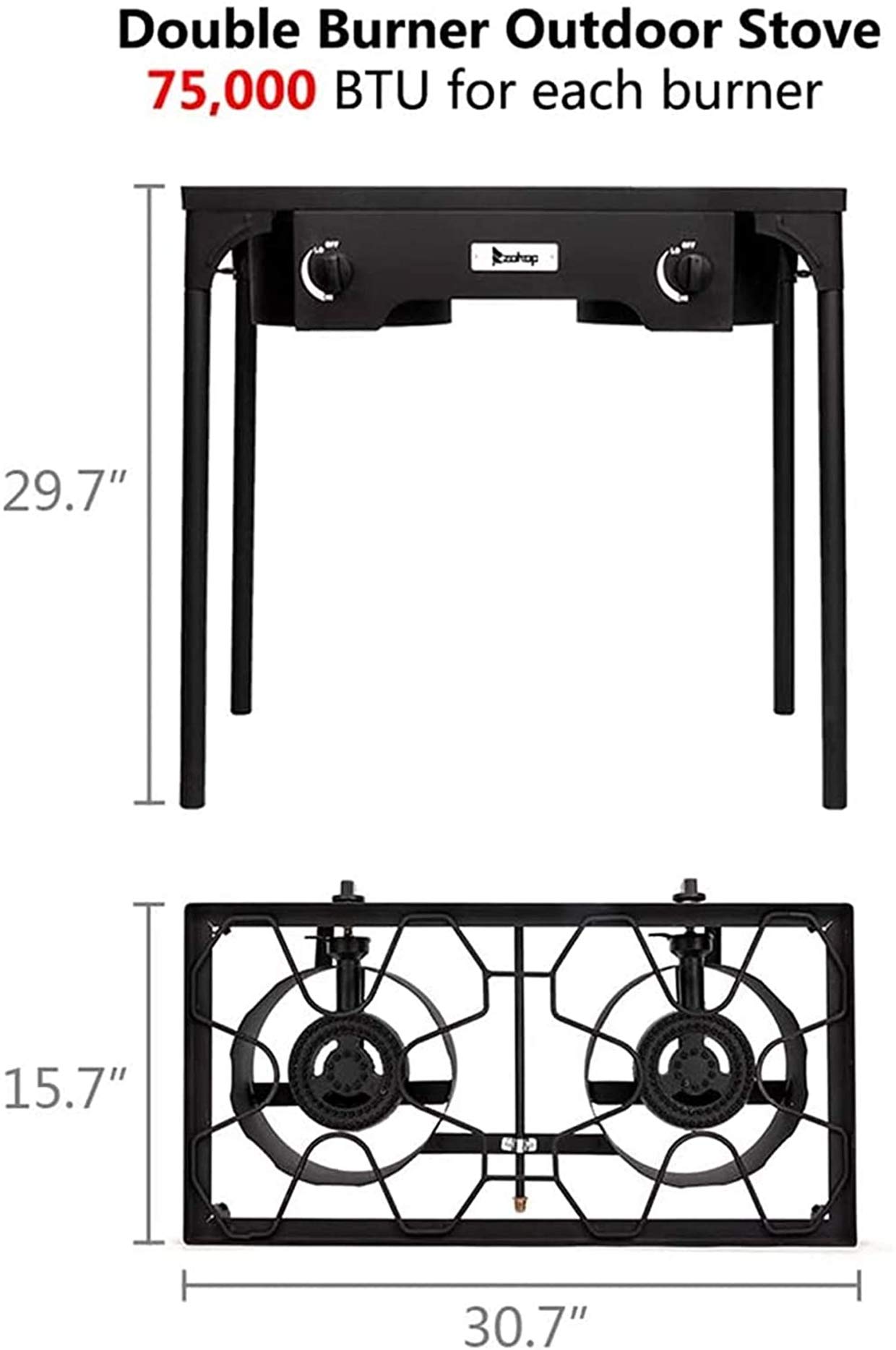 TYNAWYNW Upgraded Heavy-Duty Outdoor Camping Stove - Double Burner Propane Gas Cooker with Sturdy Metal Legs & Stand for Backpacking, Hiking, Picnics & RV Trips - High Pressure Portable Burner Ideal for Outdoor Cooking, BBQ & Emergency Preparedness