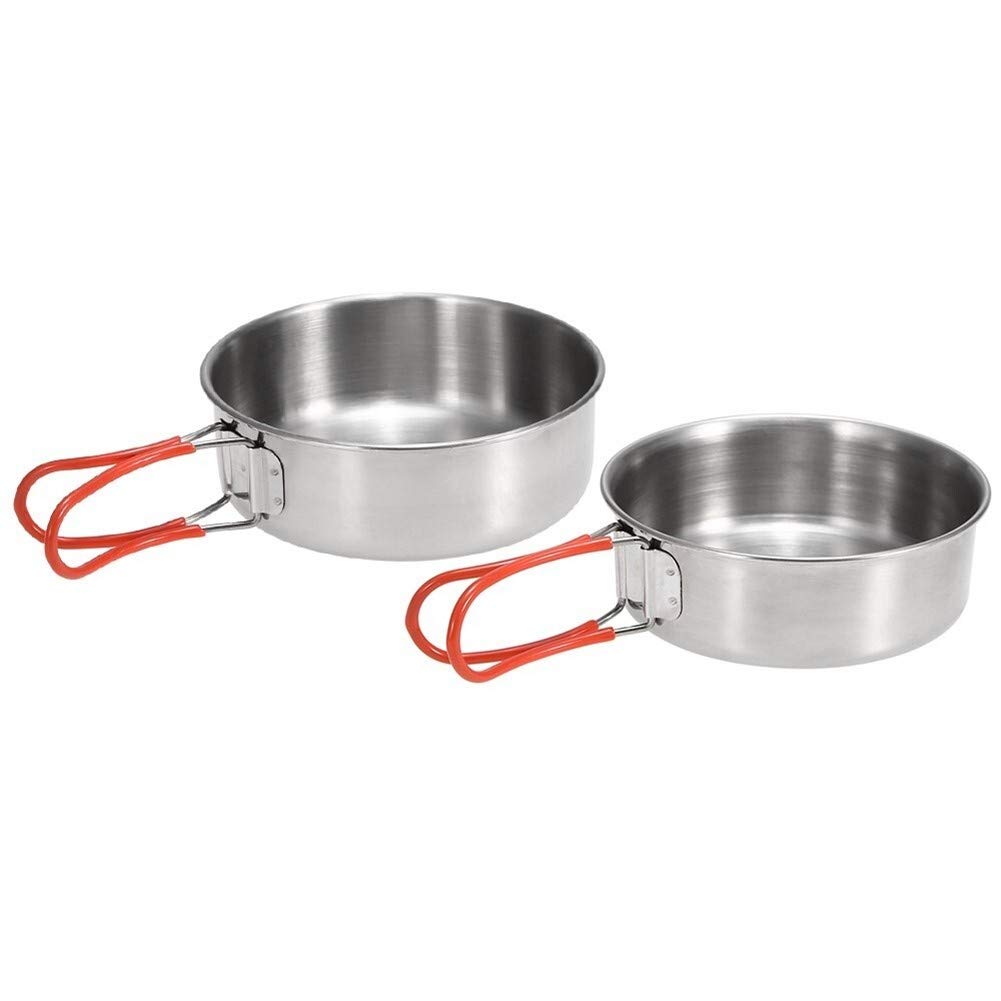 2-Pack Stainless Steel Camping Bowls - Durable Outdoor Dinner Plates for Hiking, Picnics & RV Travel