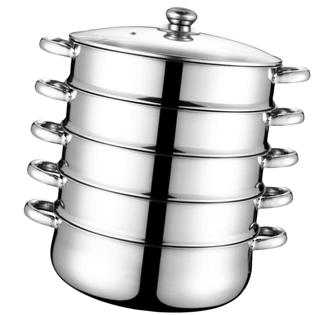 DOITOOL 5-Tier Stainless Steel Steamer Pot Set with Lid - 30cm Multi-Layer Cooking Pot for Vegetables, Dumplings & Seafood | Perfect for Home Kitchen, Restaurants & Asian Cuisine
