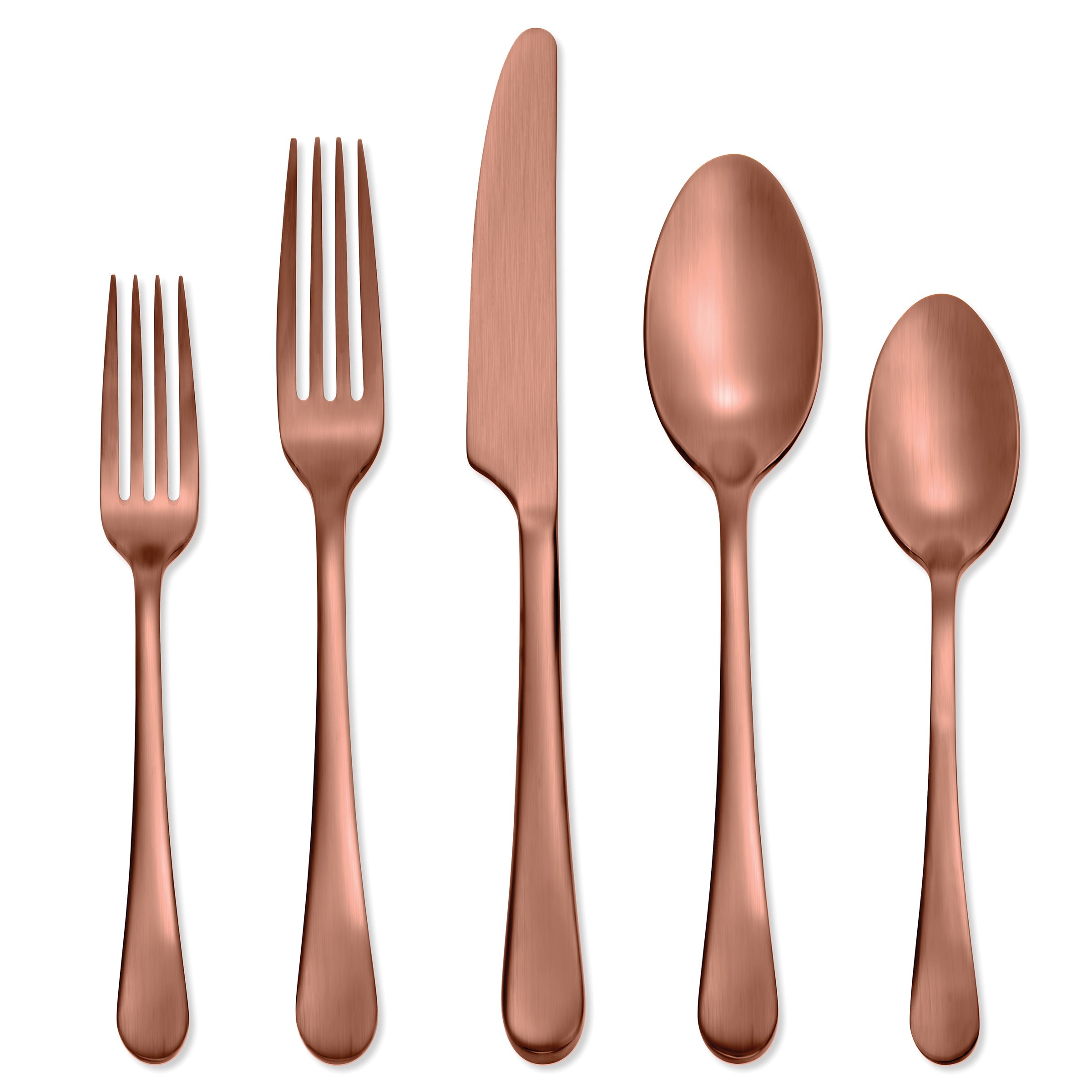Mirabella Copper Titanium Satin 20-Piece Flatware Set - Elegant Stainless Steel Cutlery for Dining, Wedding Gifts & Home Entertaining