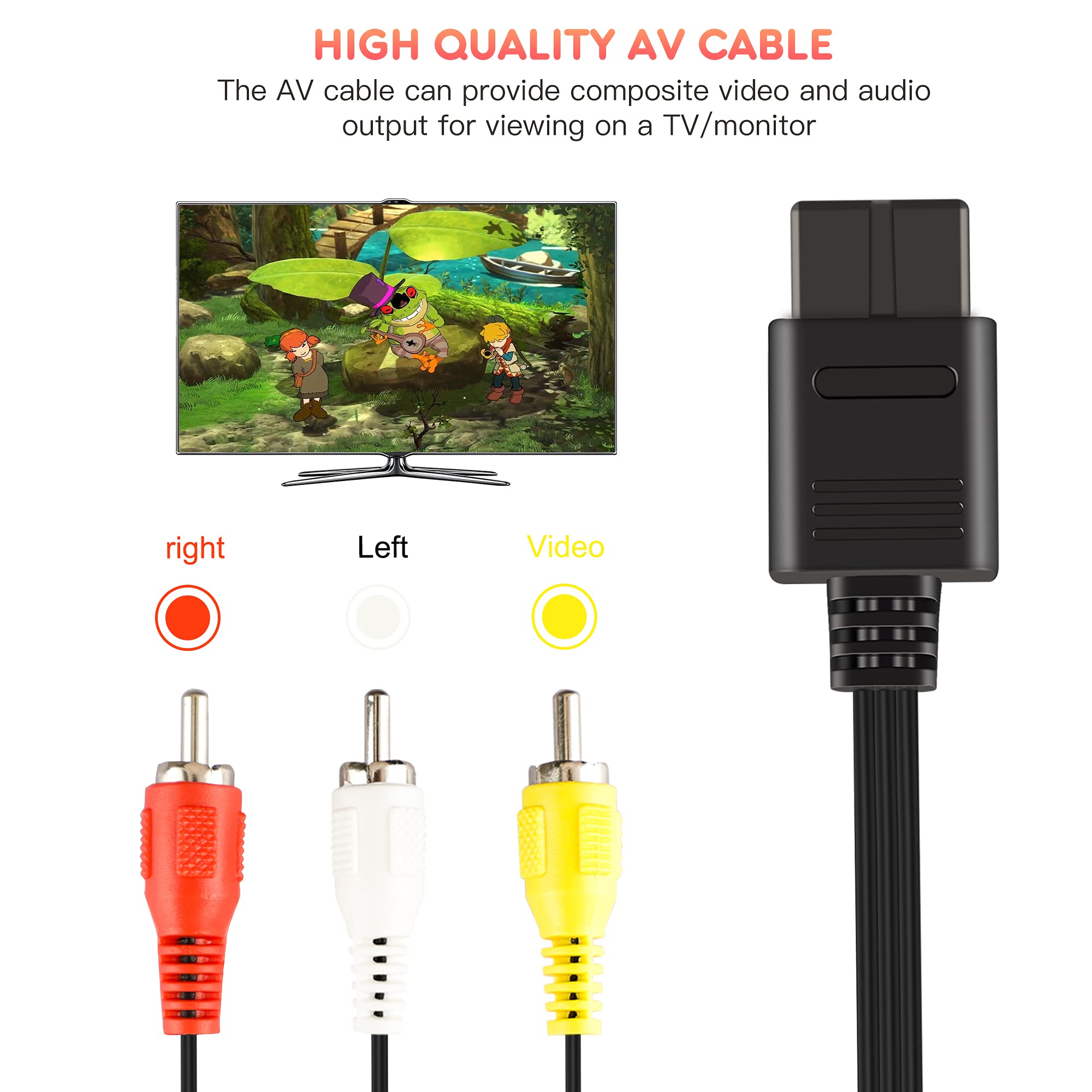 Xahpower AC Power Supply & AV Cable for Nintendo Gamecube Console (NGC) - Replacement Power Adapter Cord & Video Cable for Gamecube Gaming System - Perfect for Home Entertainment & Retro Gaming Setup