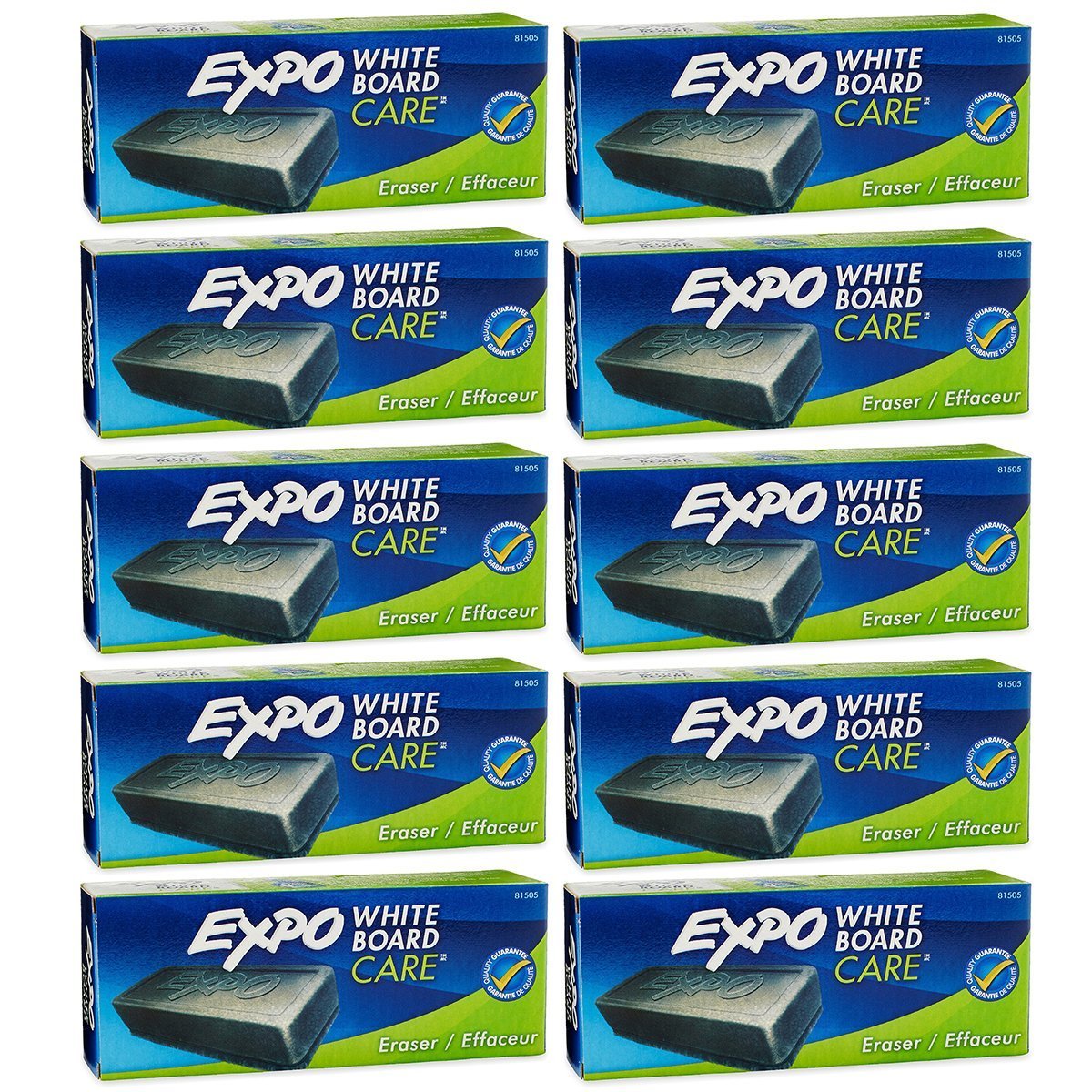 Expo Whiteboard Erasers - Pack of 10 for Classroom, Office & Home Use - Dry Erase Board Cleaners for Teachers, Students & Professionals