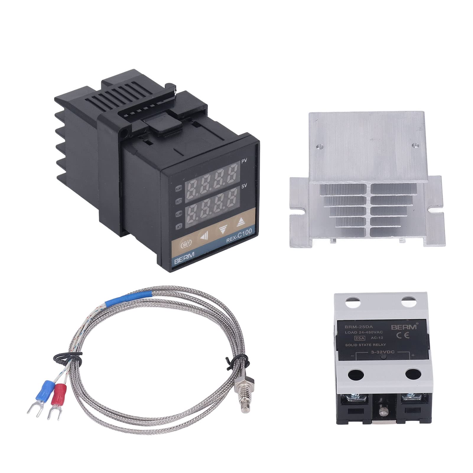 Pssopp Digital PID Temperature Controller Kit with SSR & K-Type Thermocouple - 100-240V 40A for Homebrewing, Aquariums, and Reptile Terrariums