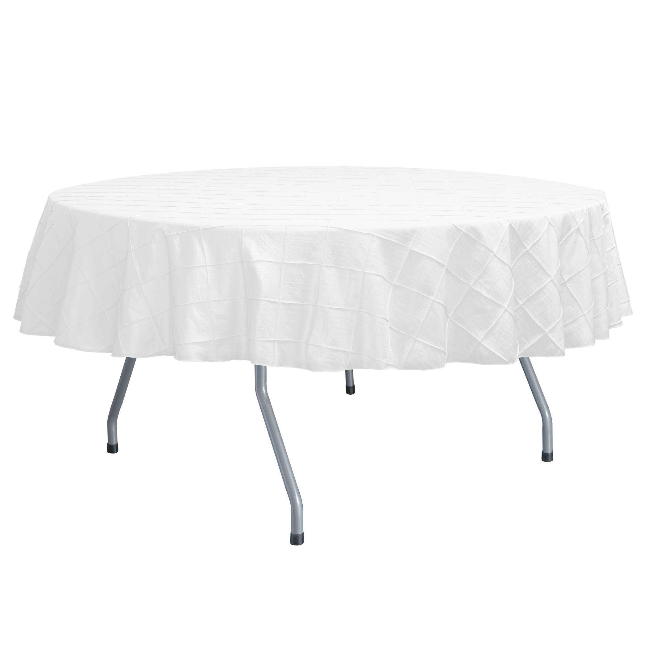 Ultimate Textile 3-Pack Embroidered Pintuck Taffeta 60-Inch Round Tablecloth - Fits Tables Under 60