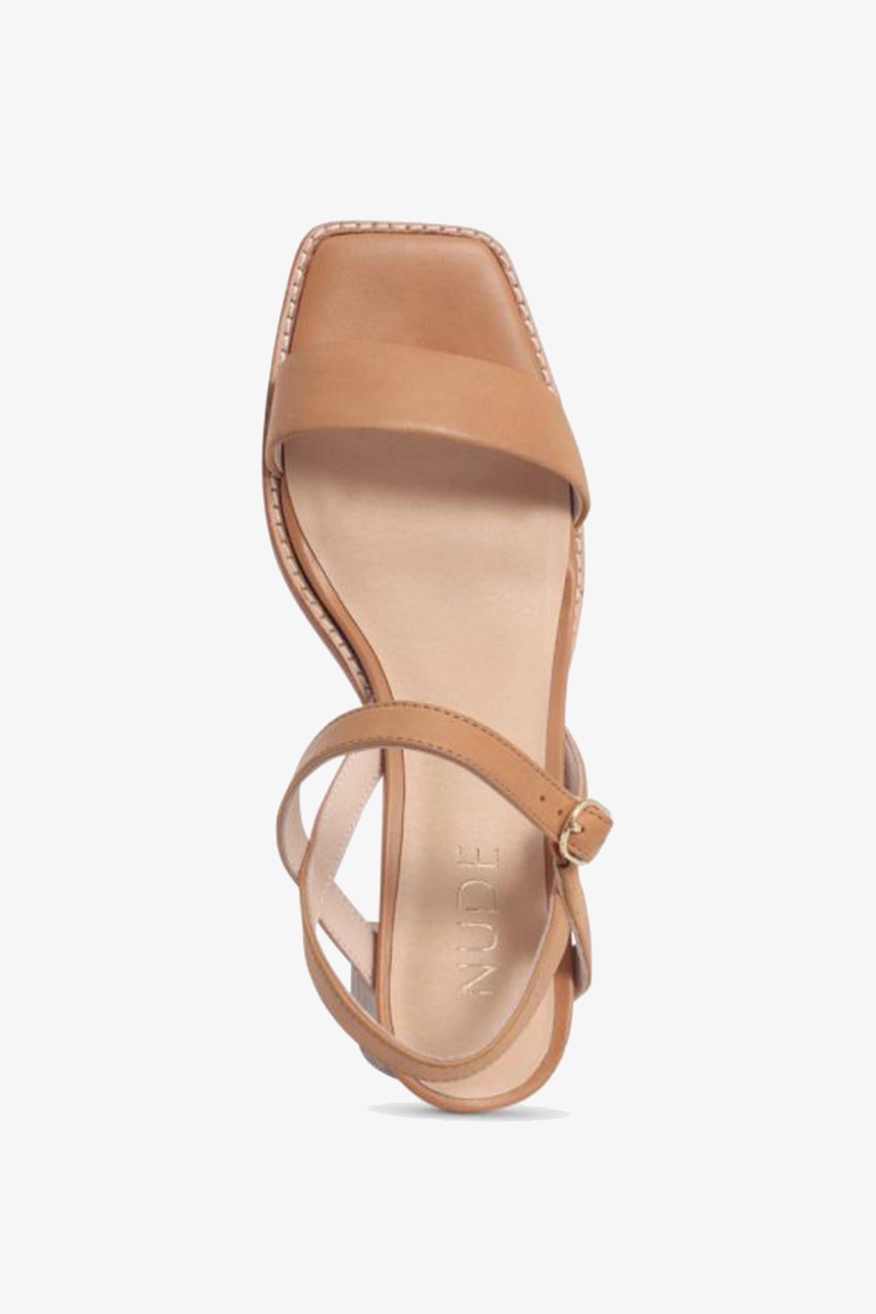 Alisia Tan Square Toe Ankle Strap Mid Heel Sandals for Women - Comfortable Dress Shoes for Office, Party & Wedding Occasions