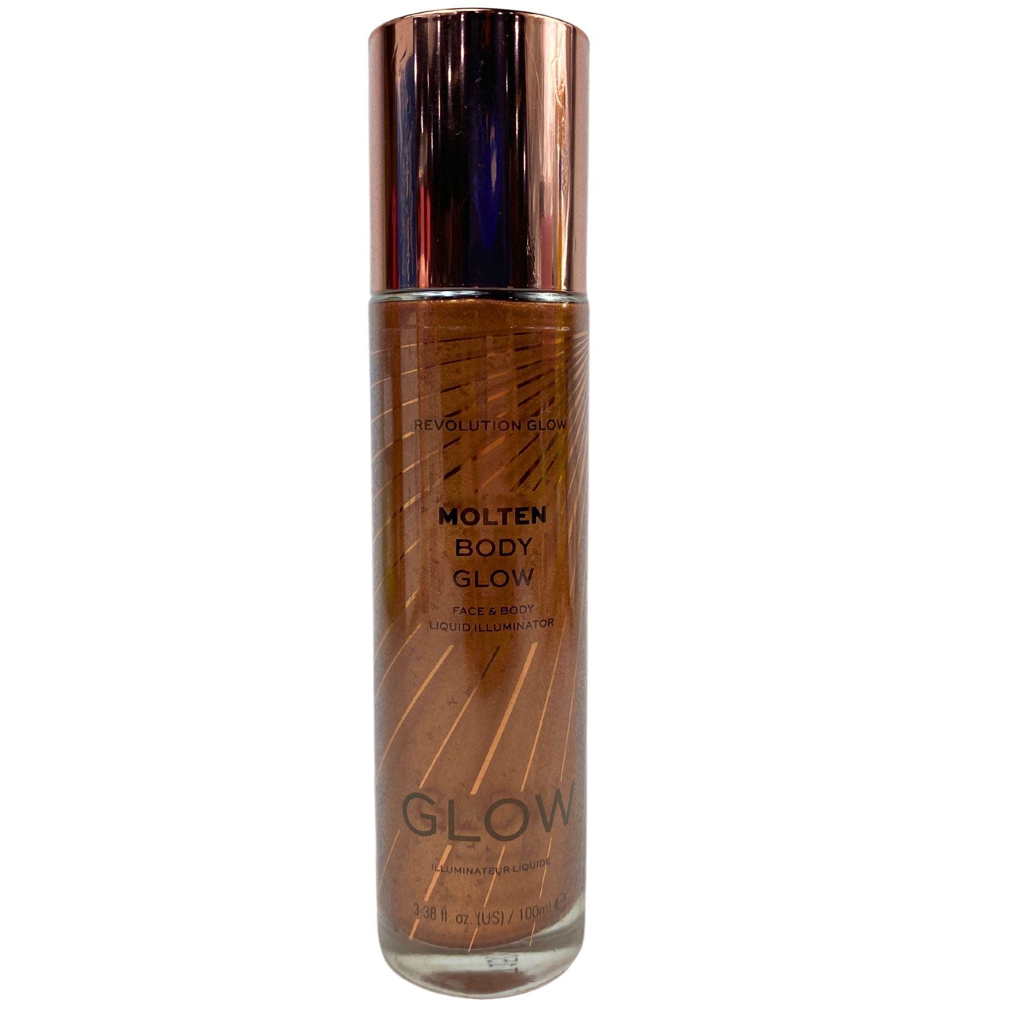 Revolution Molten Body Glow Face & Body Liquid Illuminator Bronze 3.38 oz (36 Pcs) - Natural Sun-Kissed Glow for Face & Body, Perfect for Summer, Beach, and Special Occasions