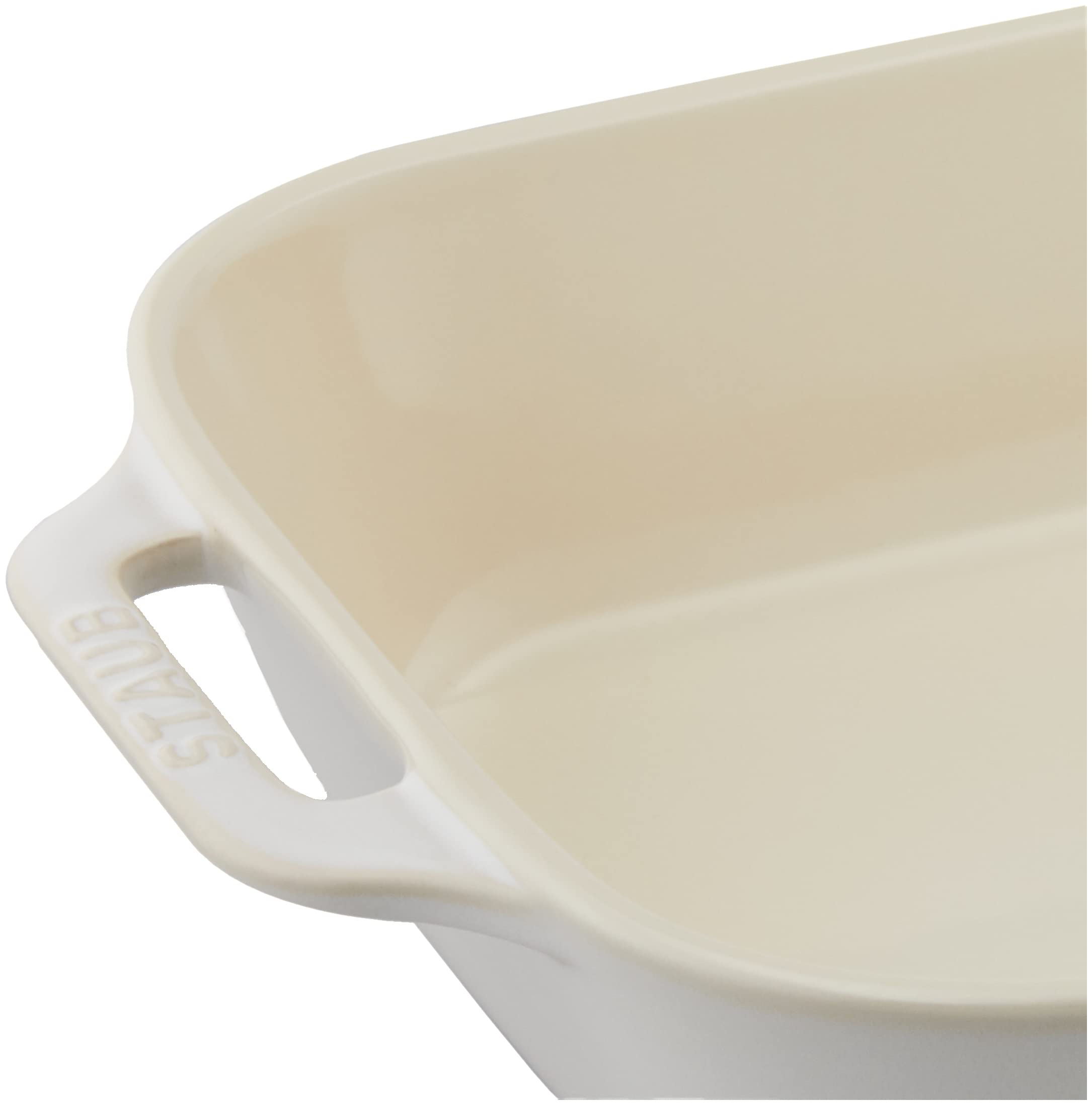 Staub 40511-887 Rectangular Ceramic Gratin Dish - Ivory, 13.4 x 9.4 inches (34 x 24 cm) - Oven & Microwave Safe - Perfect for Baking, Roasting & Serving Casseroles, Lasagna & Desserts