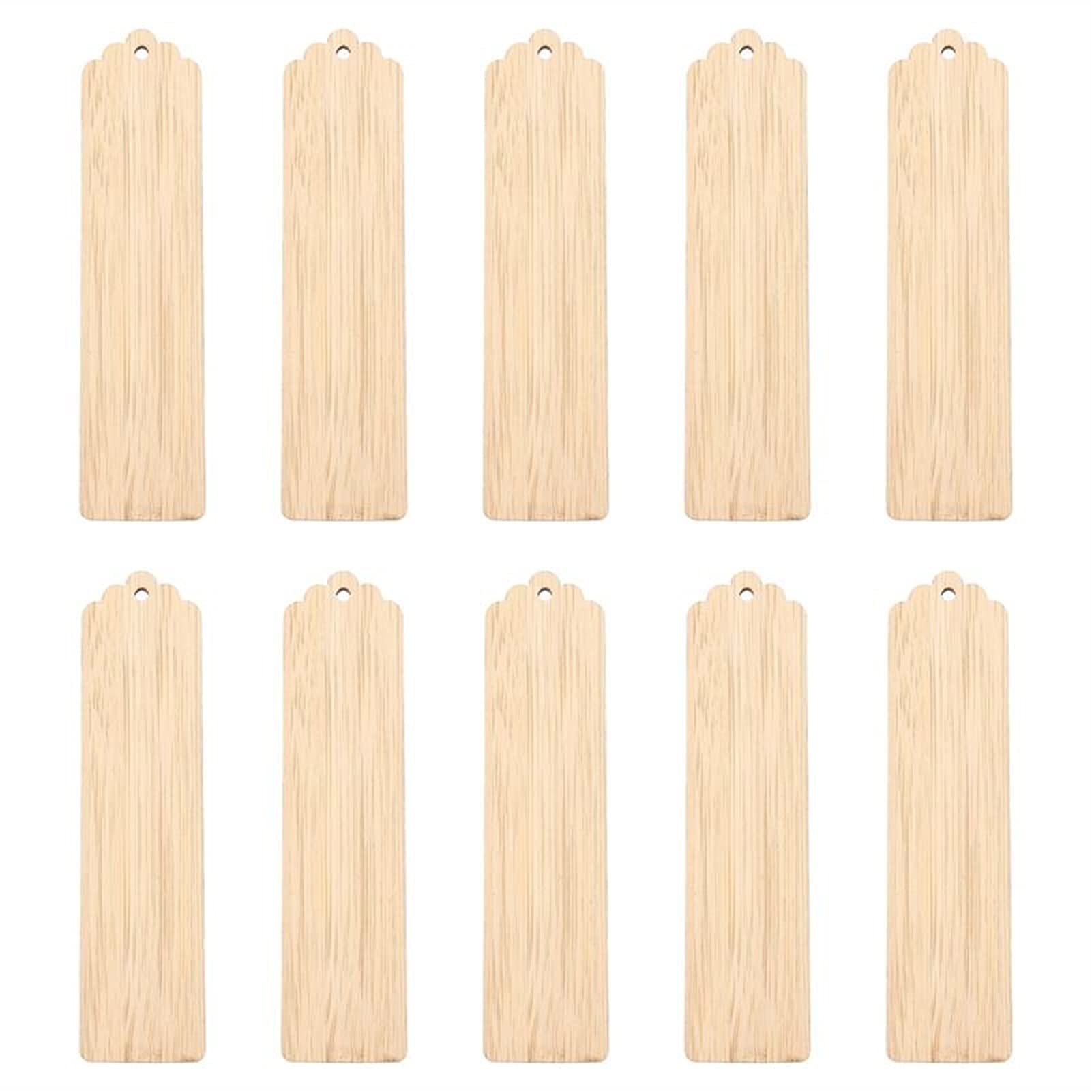 10pcs Unfinished Wooden Bookmarks for DIY Crafting - Handmade Graffiti Bamboo Tags, Creative Wooden Bookmark Blanks (E Pattern) - Perfect for Scrapbooking, Journaling & Gift Making