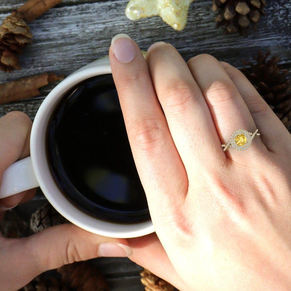1.40ct Natural Yellow Citrine Ring 18K Gold for Engagement & Wedding