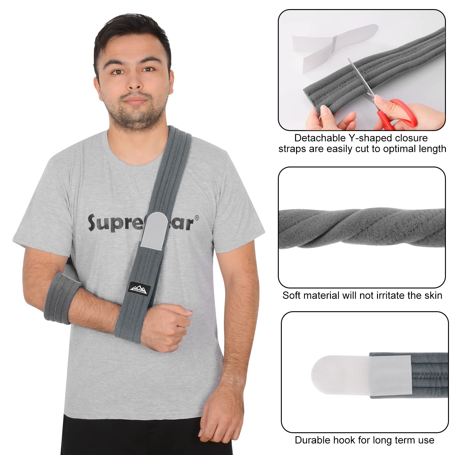 Supregear Adjustable Arm Sling - Lightweight Shoulder Support for Injured Arm, Elbow, Broken Collarbone, Torn Rotator Cuff & Dislocation - Left/Right Arm Immobilizer for Men & Women - Perfect for Post-Surgery Recovery & Daily Comfort