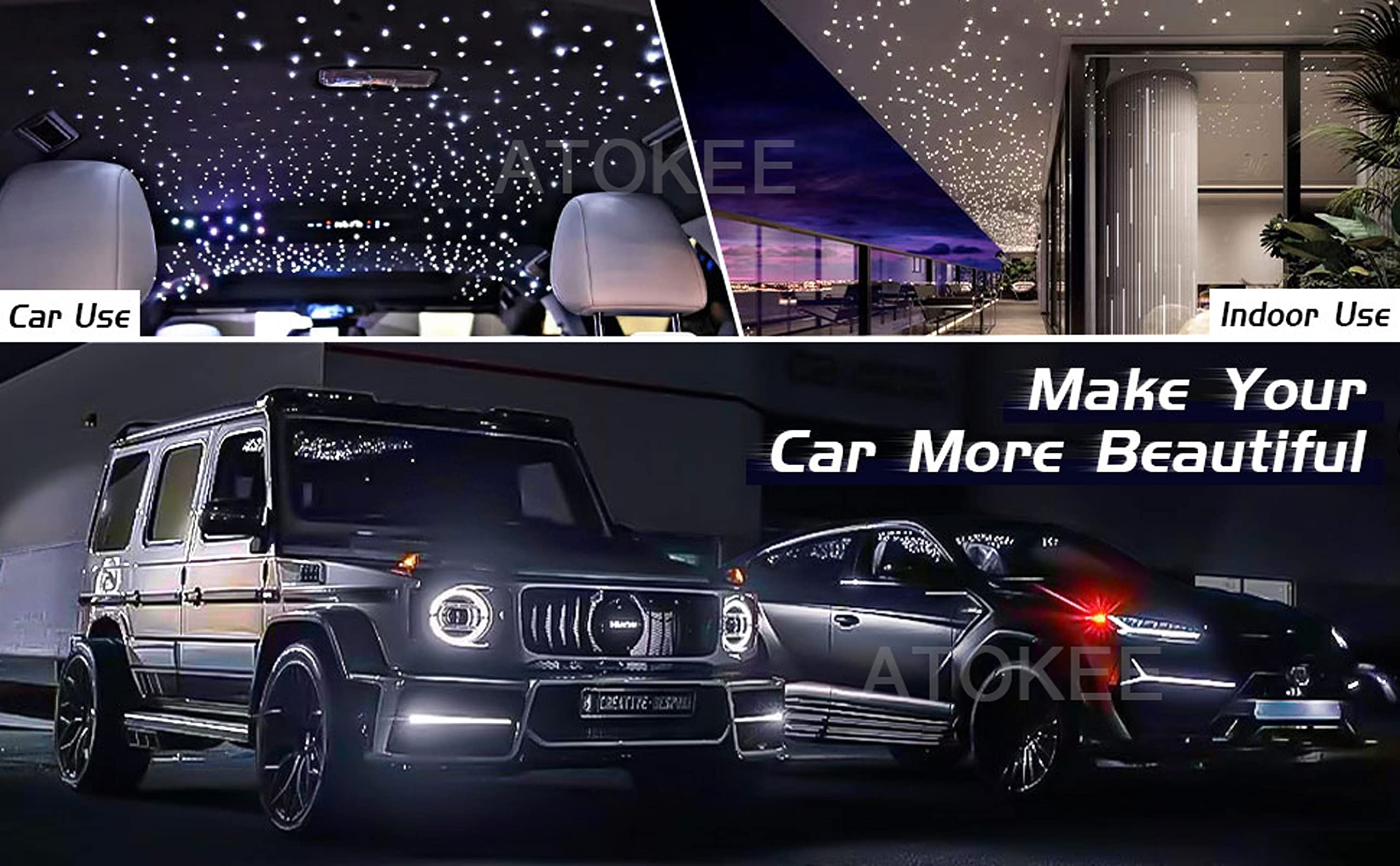 Starlight Headliner Kit - Upgraded 16W Fiber Optic Star Lights for Car Interior (450pcs Mixed Sizes) with APP & RF Remote Control | Perfect for Car Ceiling Decor, Bedroom Ambience & Romantic Nights