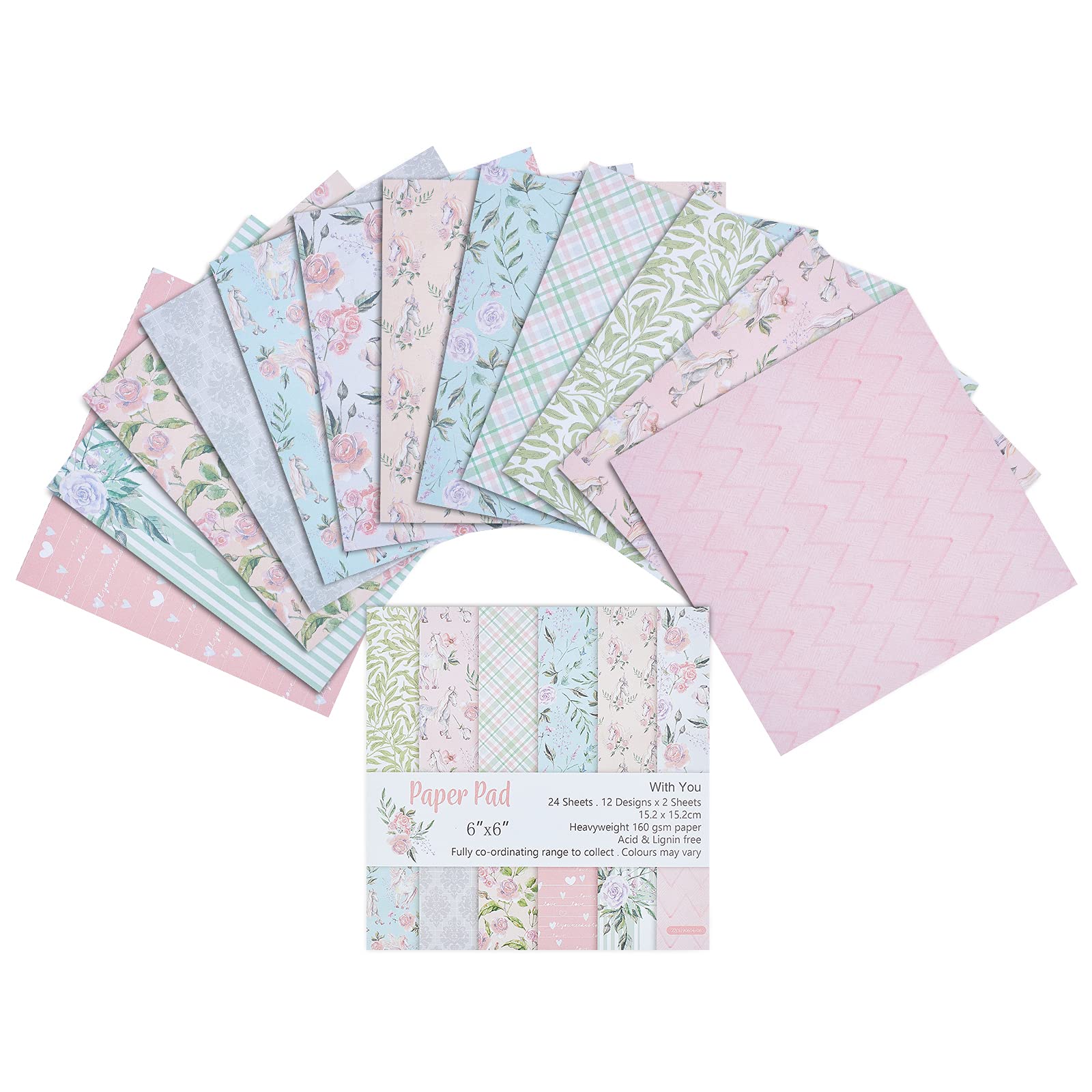 GORGECRAFT 24 Sheets Floral Patterned Cardstock Paper Pack - 6x6 Inch Single-Sided Scrapbook Paper for DIY Cards, Photo Albums, Journals & Decorative Crafts - Perfect for Holiday, Wedding & Home Decor Projects
