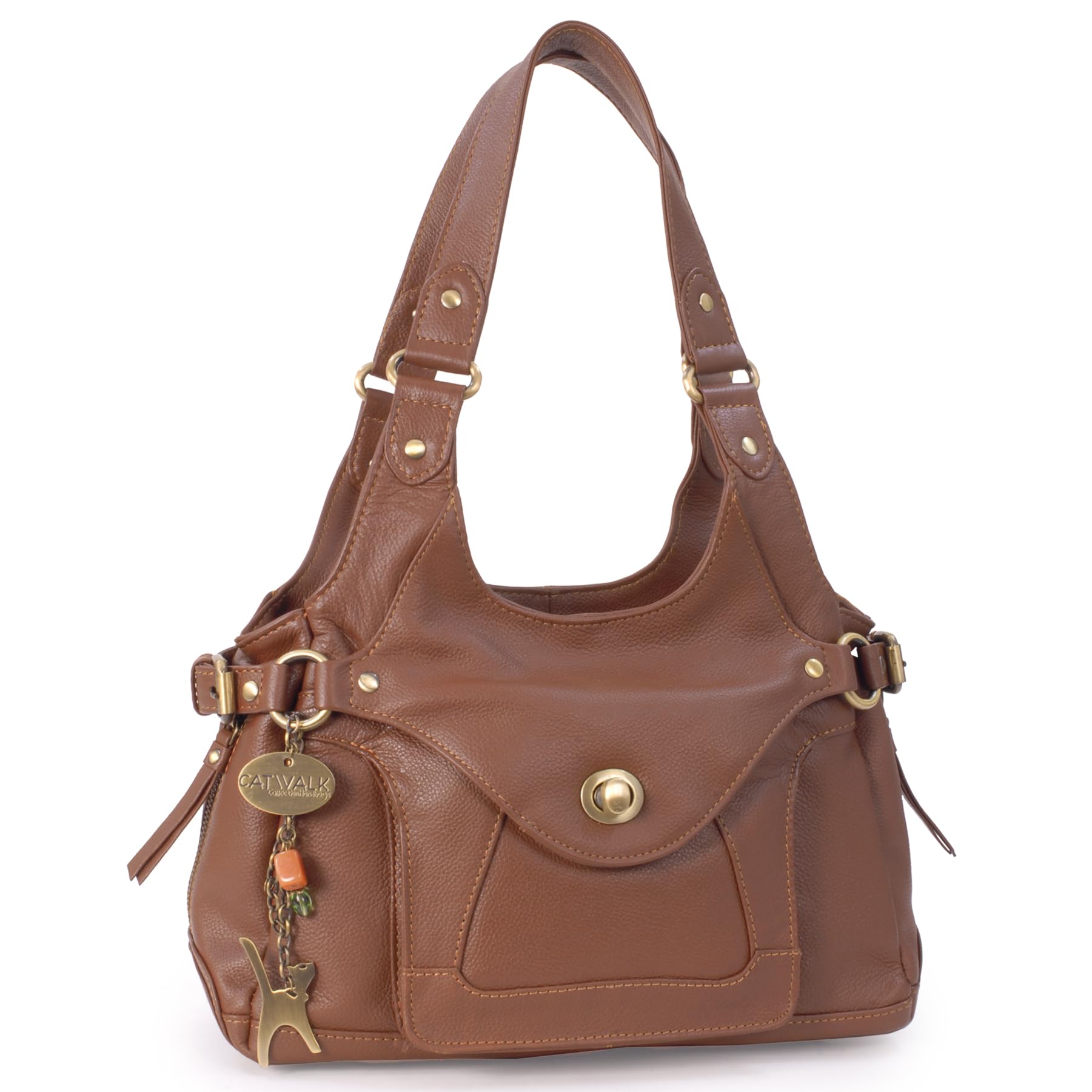 Catwalk Collection Women's Leather Shoulder Bag - Medium Top Handle Purse - Roxanna Crossbody Bag for Work, Travel & Everyday Use