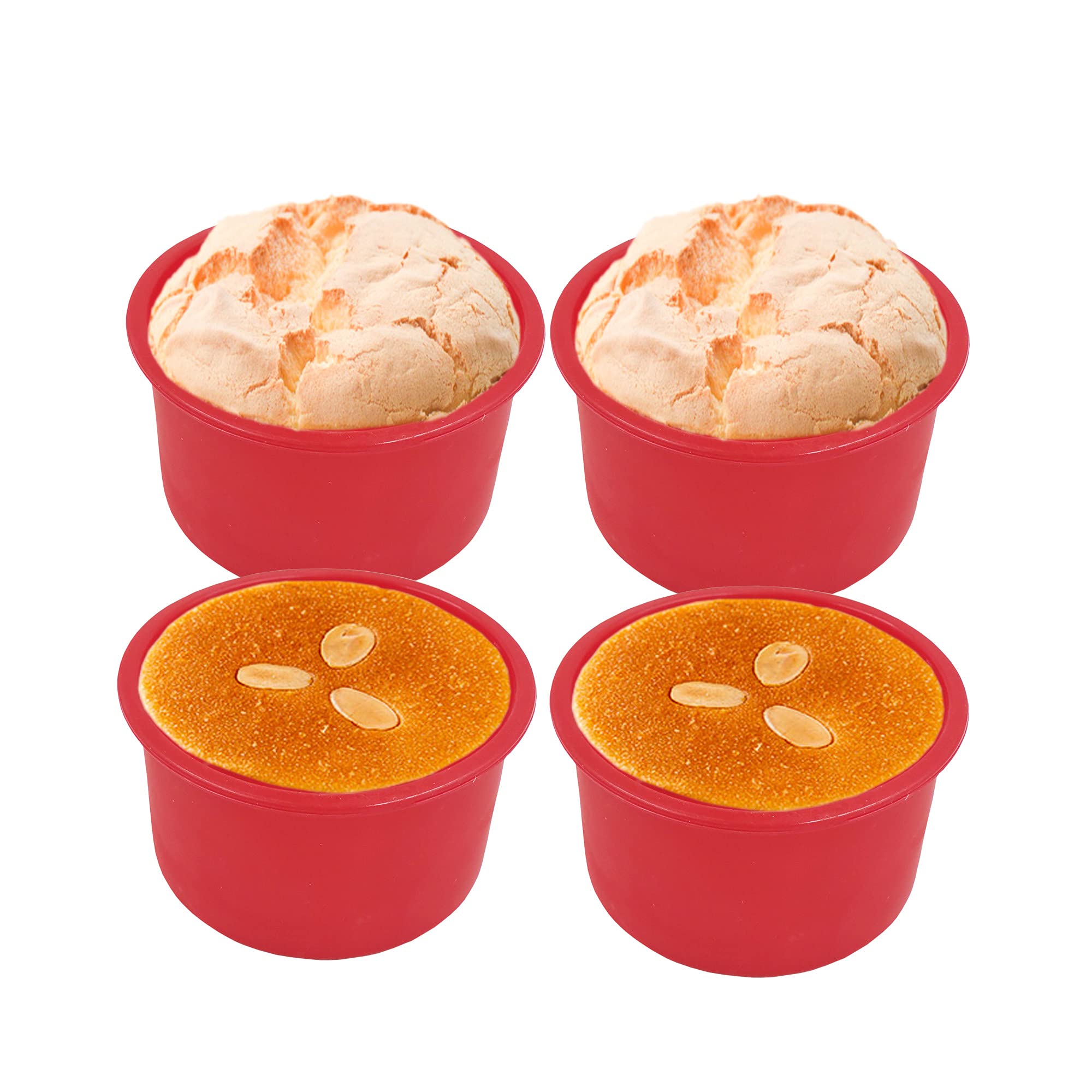4 Inch Round Silicone Cake Pan Set of 4 - Non-Stick Baking Molds for Cupcakes, Muffins, Layer Cakes, Cheesecakes & Chiffon Cakes | Perfect for Birthday Parties, Holiday Baking & Home Dessert Making