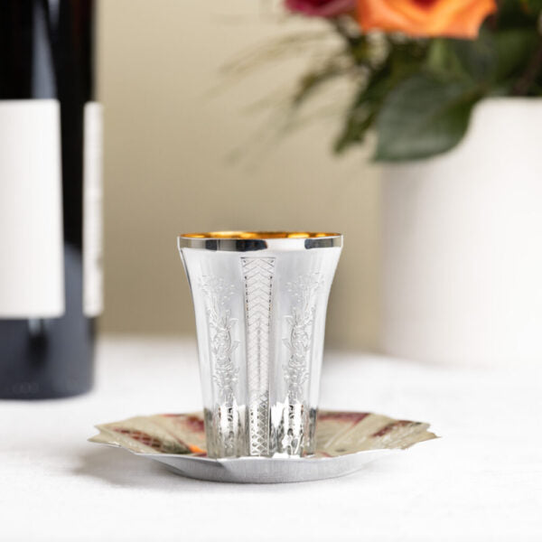 5.5 oz. Elegant Round Kiddush Cups - Set of 10 for Jewish Holidays, Wedding Toasts & Religious Ceremonies - Premium Stainless Steel Goblets with Regal Design