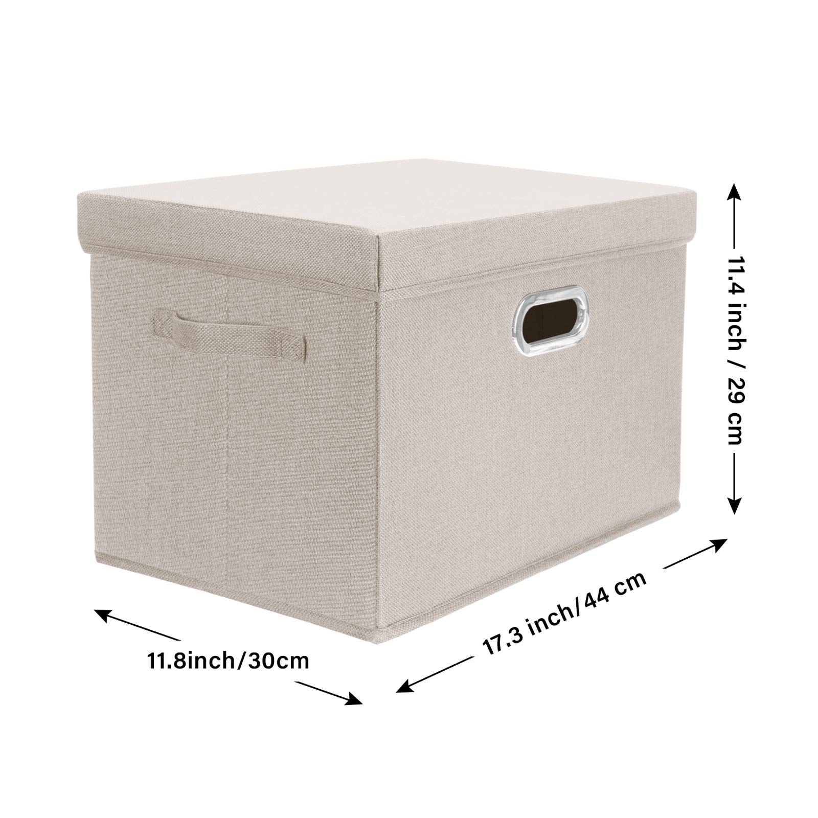 TYEERS Large Collapsible Storage Bins with Lids - 2 Pack Beige Foldable Organizer Boxes for Closet, Clothes, Home & Office Organization - Perfect for Seasonal Storage, Toy Organization & Space Saving