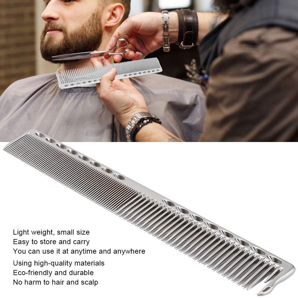 Professional Stainless Steel Haircut Comb Set - 2pcs Fine & Wide Tooth Styling Comb for All Hair Types - Salon & Barber Hairdressing Tool (Silver) - Perfect for Home, Salon, and Travel Use