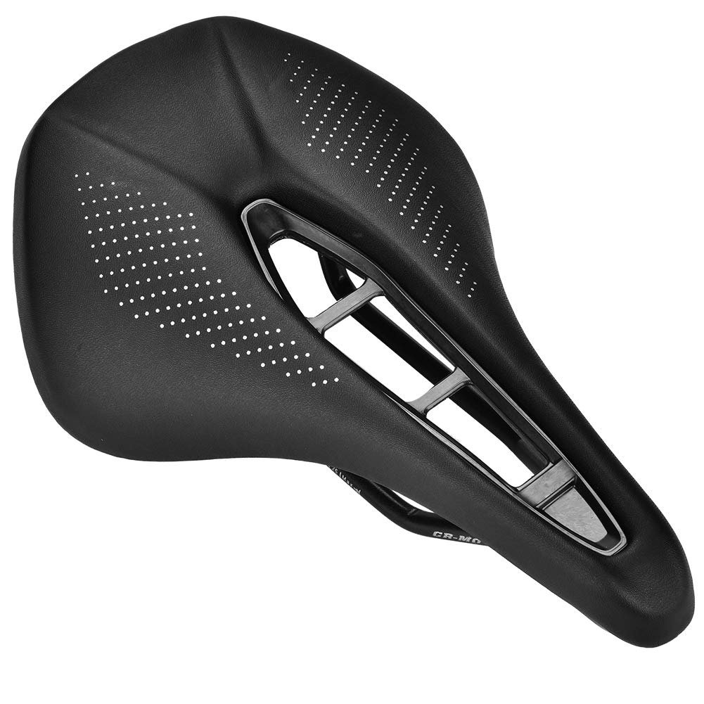 Keenso Bike Saddle - Premium Black PU Leather Bicycle Seat with Middle Groove | Comfortable Replacement Cycling Saddle for Mountain & Road Bikes | Perfect for Commuting, Exercise & Outdoor Adventures