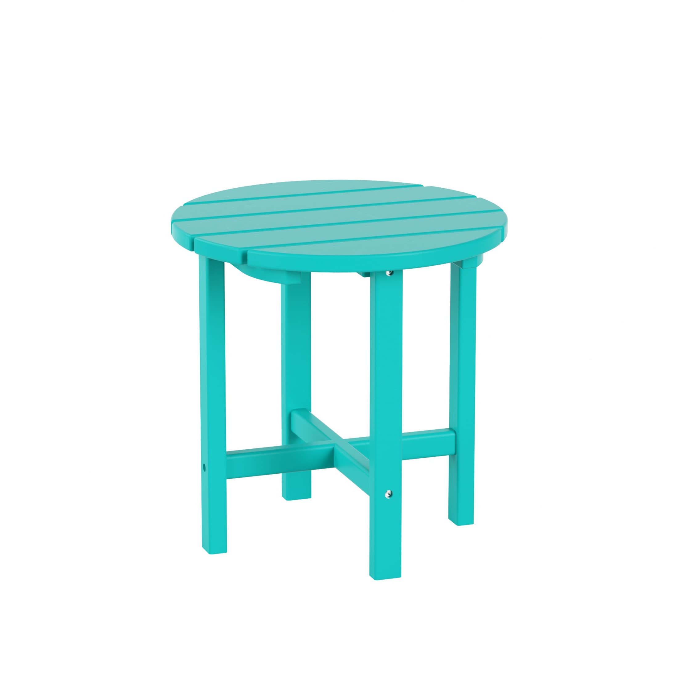Outdoor Adirondack Chairs Set with Side Table - Turquoise Poly Lumber for Patio & Garden