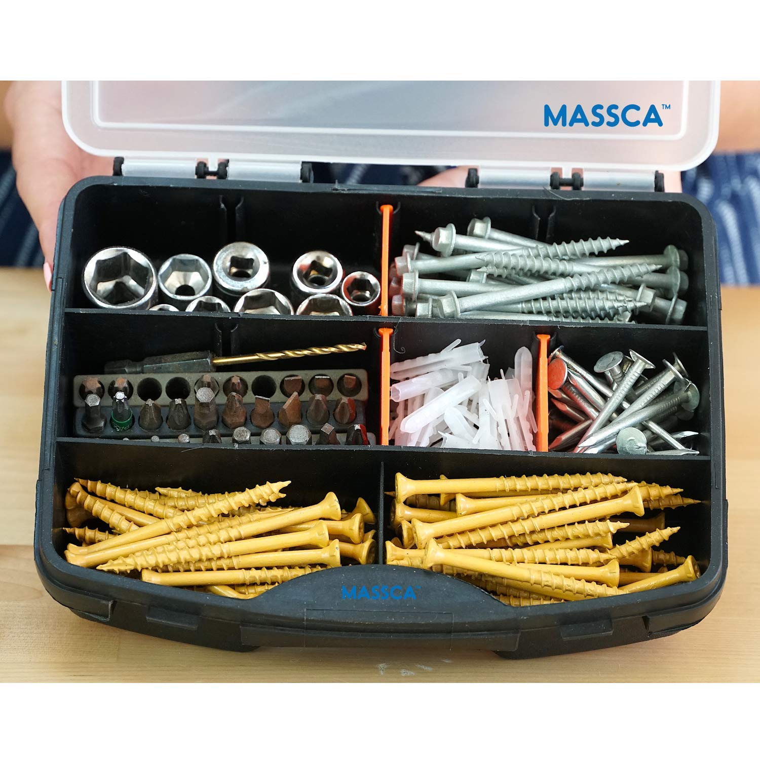 Massca Hardware Storage Bundle - Durable Tool Organizer Set for Home & Garage - Perfect for Screws, Nails, and DIY Projects