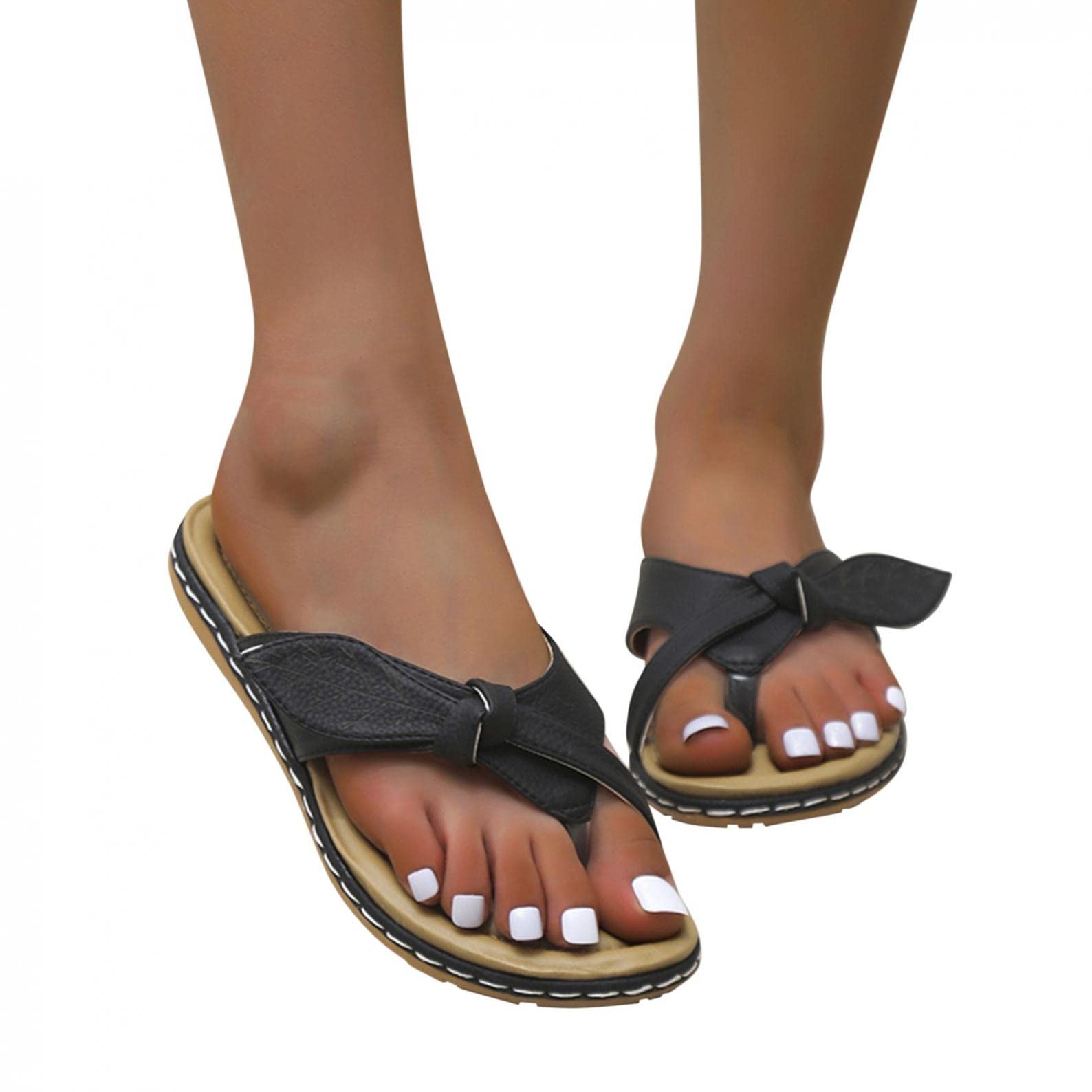Women's Comfortable Walking Sandals with Arch Support - Summer Casual Wedge Flip Flops for Beach, Travel & Everyday Wear
