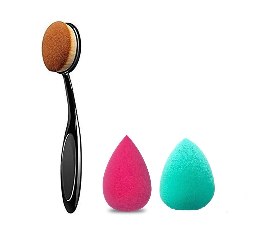 Professional Makeup Sponge & Foundation Brush Set - 3pc for Flawless Makeup Application