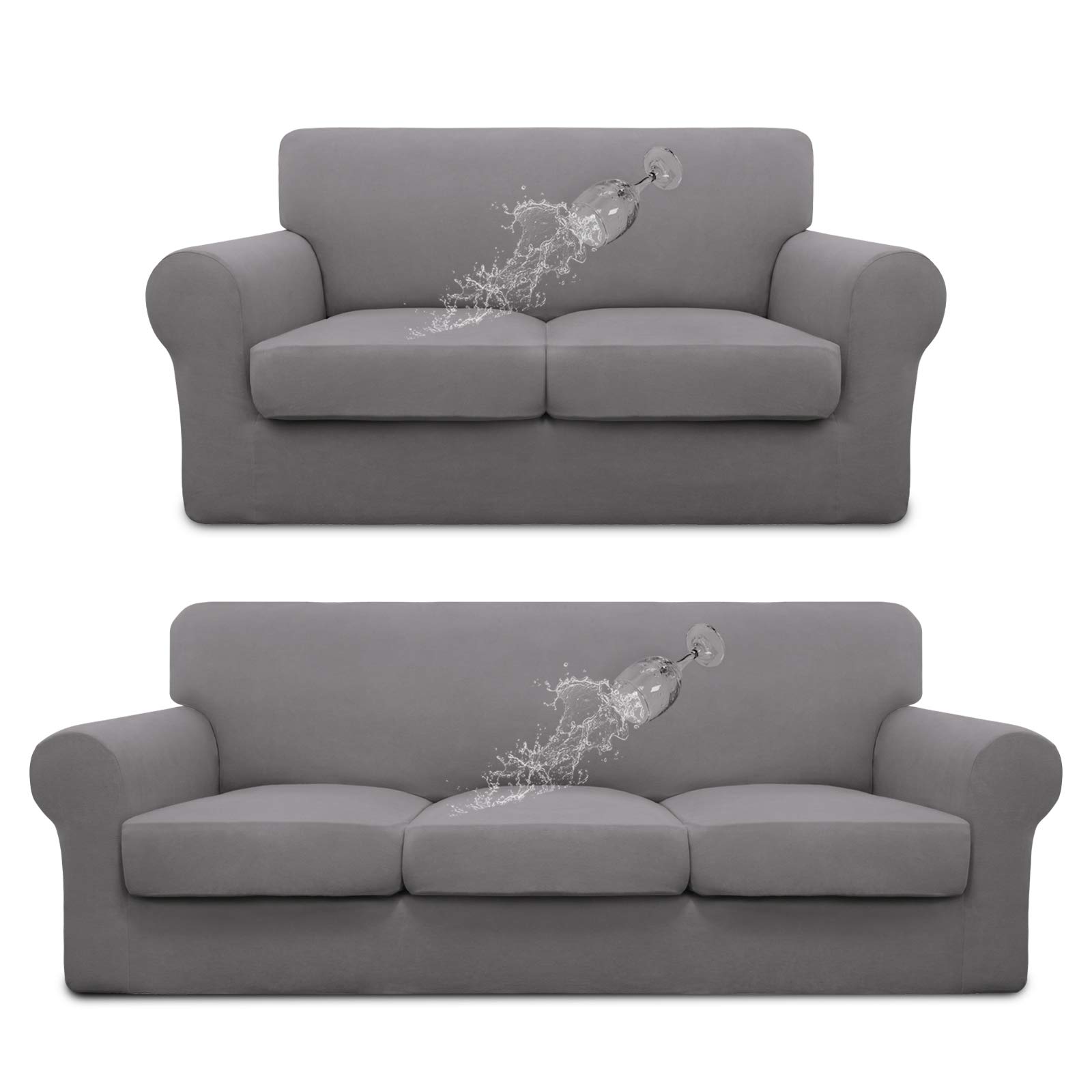 100% Waterproof Loveseat Slipcover & 3-Seater Sofa Slipcover Set - Easy-Going Fabric Protection for Pets, Kids & Spills - Perfect for Living Room, Family Room & Outdoor Furniture