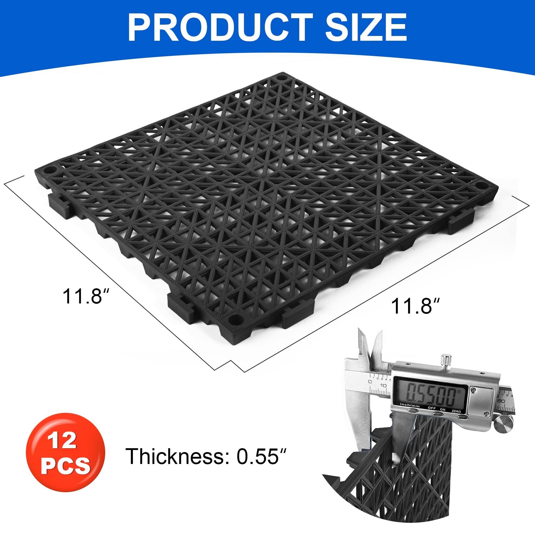MYFAMIREA 12 Pack Modular Interlocking Cushion Floor Tiles - 11.8