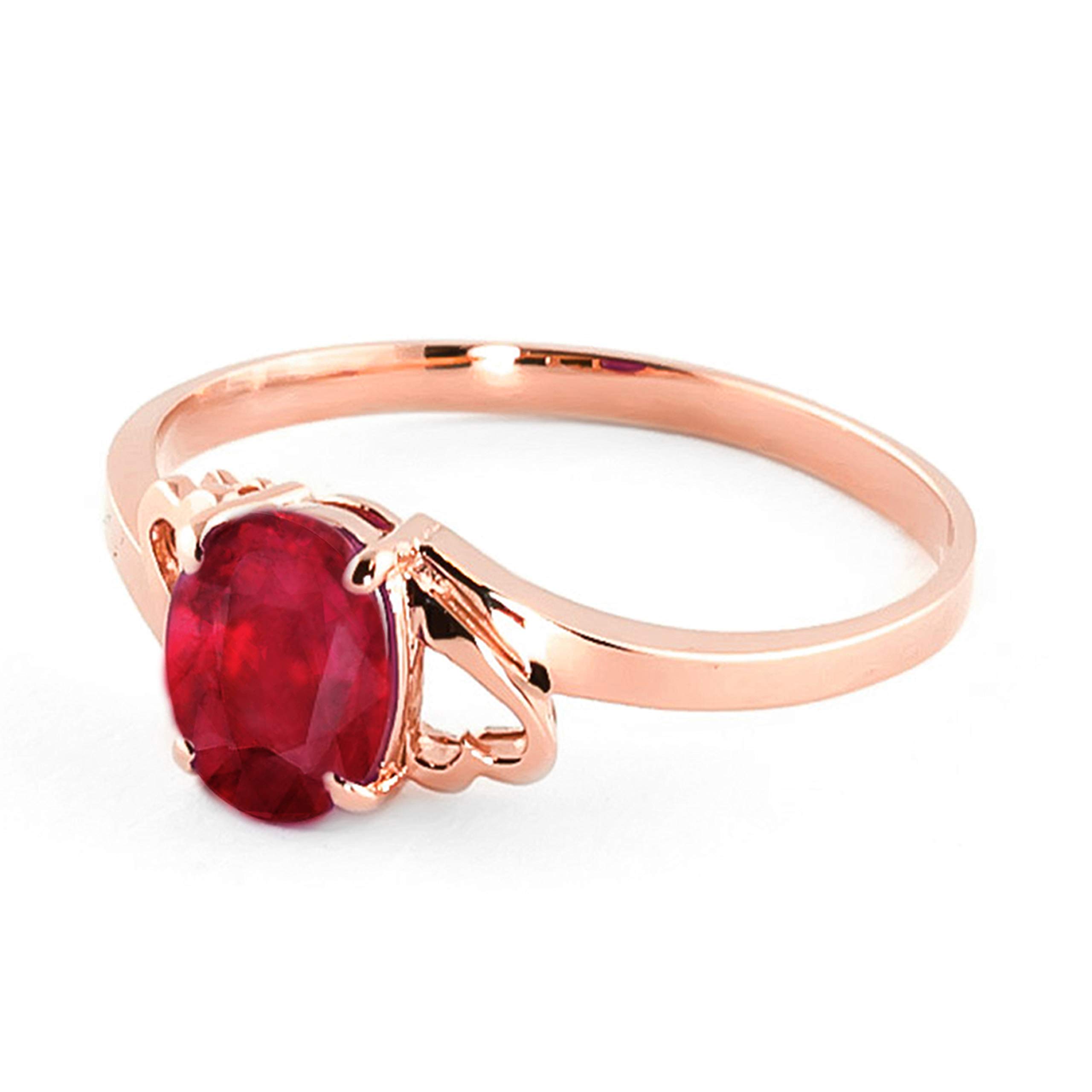 14K Solid Rose Gold Ring with 1.15ct Oval Ruby - Galaxy Gold GG Elegant Jewelry for Women - Perfect for Anniversaries, Engagements & Special Occasions