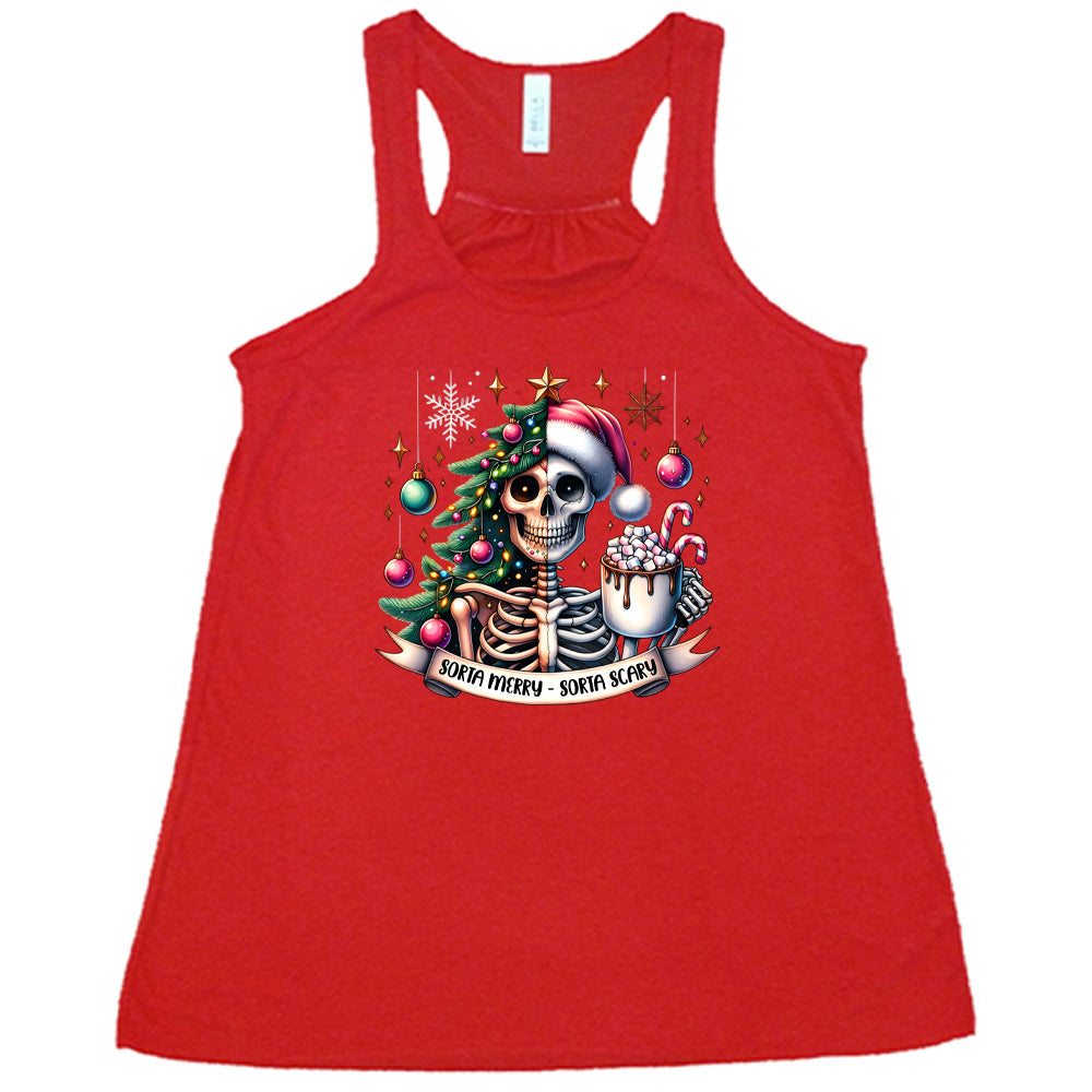 Sorta Merry Sorta Scary Shirt - Funny Christmas Halloween Graphic Tee for Men & Women - Perfect for Holiday Parties & Costume Events