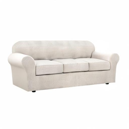 H.VERSAILTEX 4-Piece Stretch Sofa Slipcover for 3-Cushion Couch - Upgraded Thick Jacquard Fabric - Ivory - Perfect for Living Room, Family Room & Home Decor Protection
