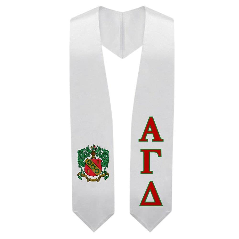 Greekgear Alpha Gamma Delta Super Crest Shield Graduation Stole - Sorority Sash for Graduation Ceremony, Sisterhood Events & Greek Life Celebrations