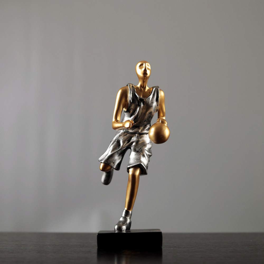 Basketball Player Resin Sculpture - Handcrafted Figurine for Desk Decor, Home & Office Decoration - Perfect Gift for Sports Fans & Collectors (Game Room, Living Room, Man Cave Decor)